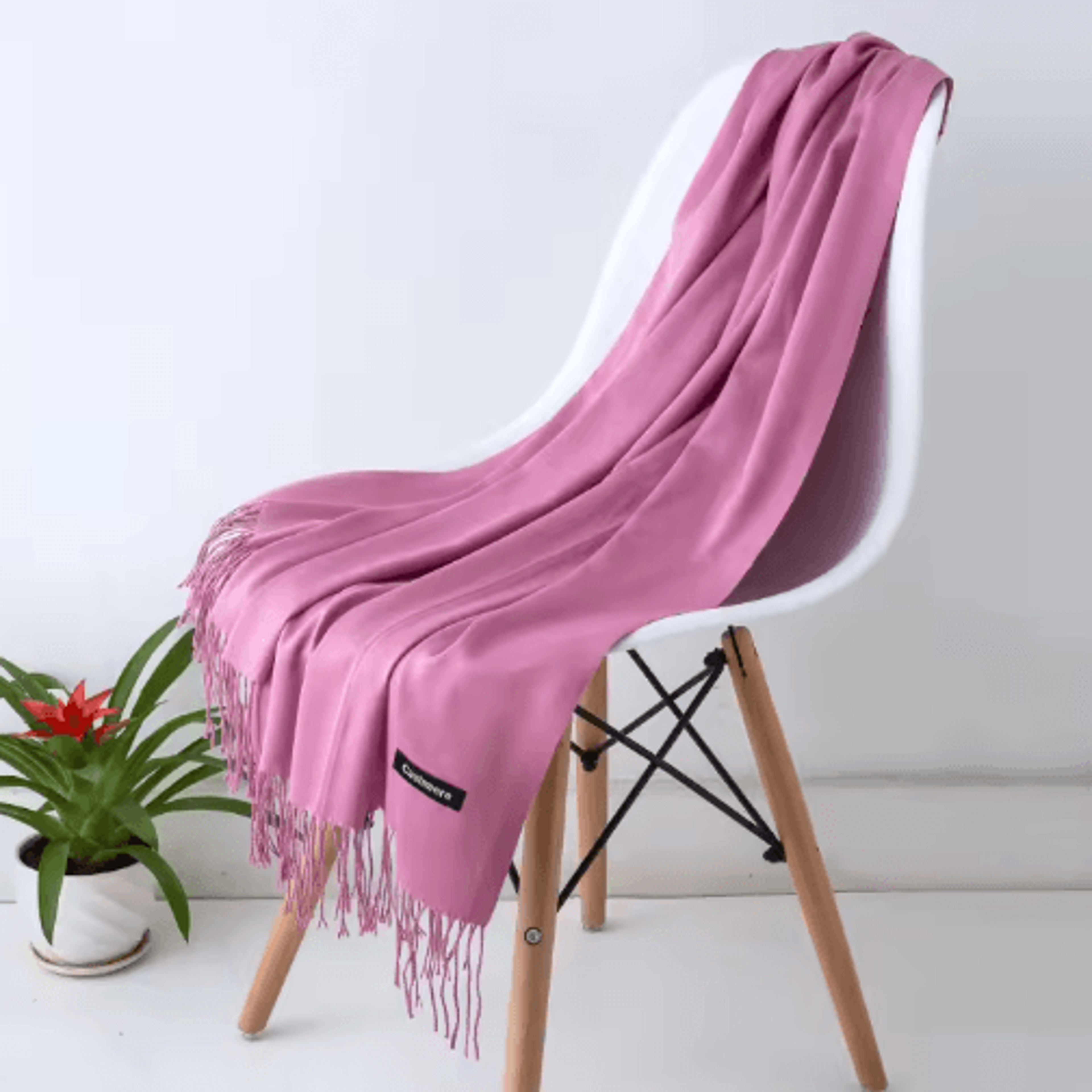 Solid Color CashmereStyle Scarf  Warm Tassel Shawl  Wrap 20