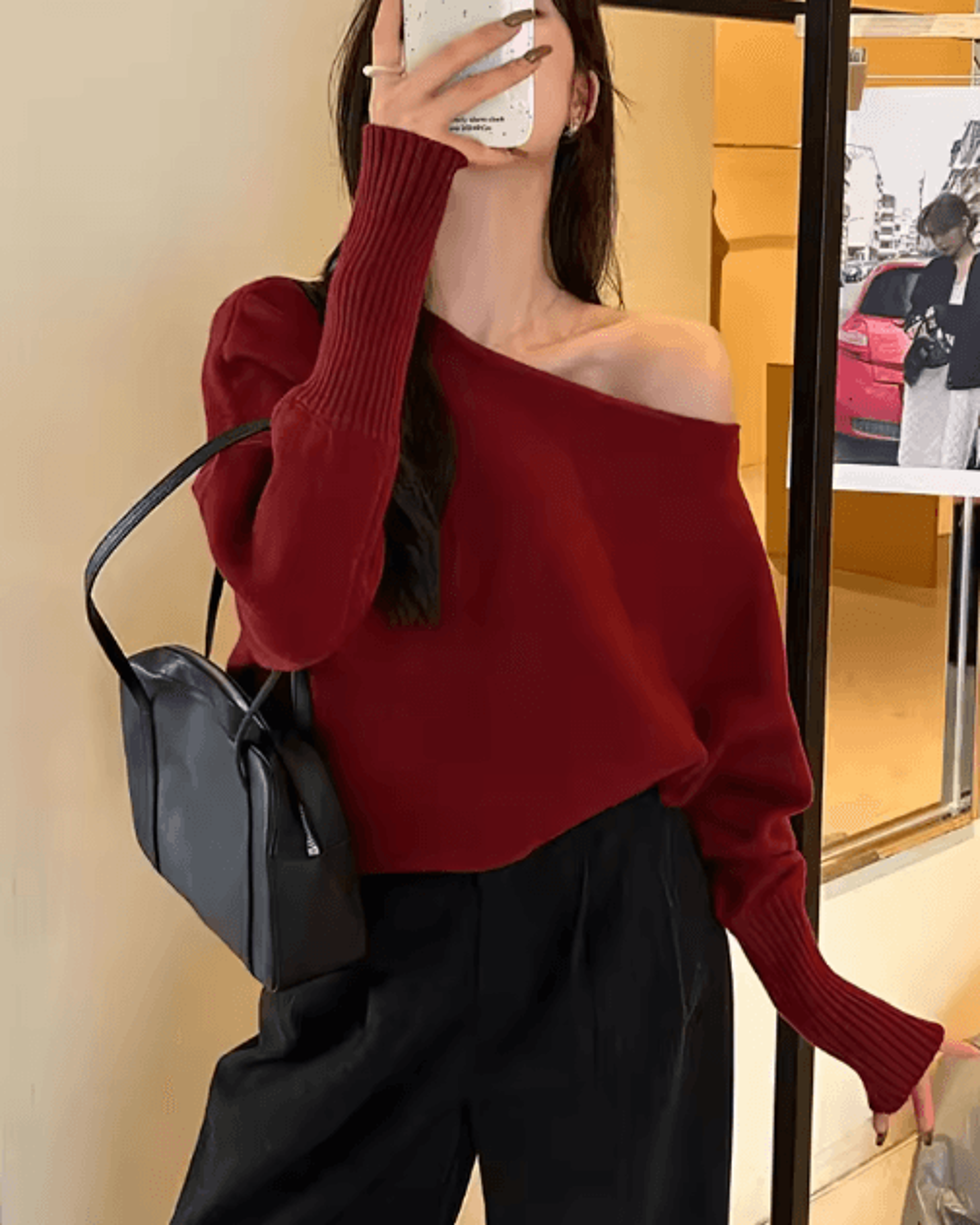 Womens OffShoulder Sweater Thick Korean Style Knit Pullover 3