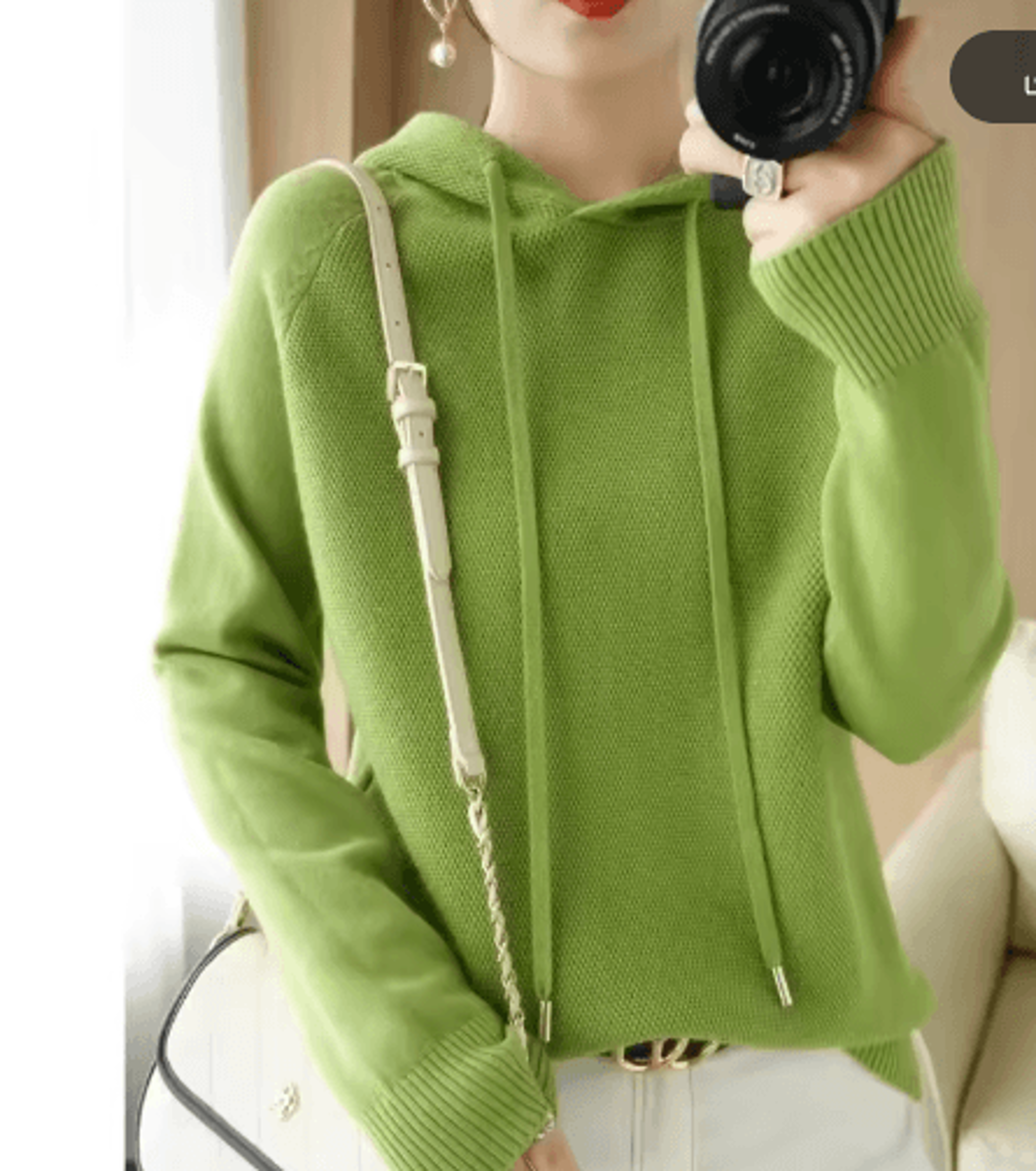 Womens Hooded Knit Sweater  Warm Casual Long Sleeve Pullover 5