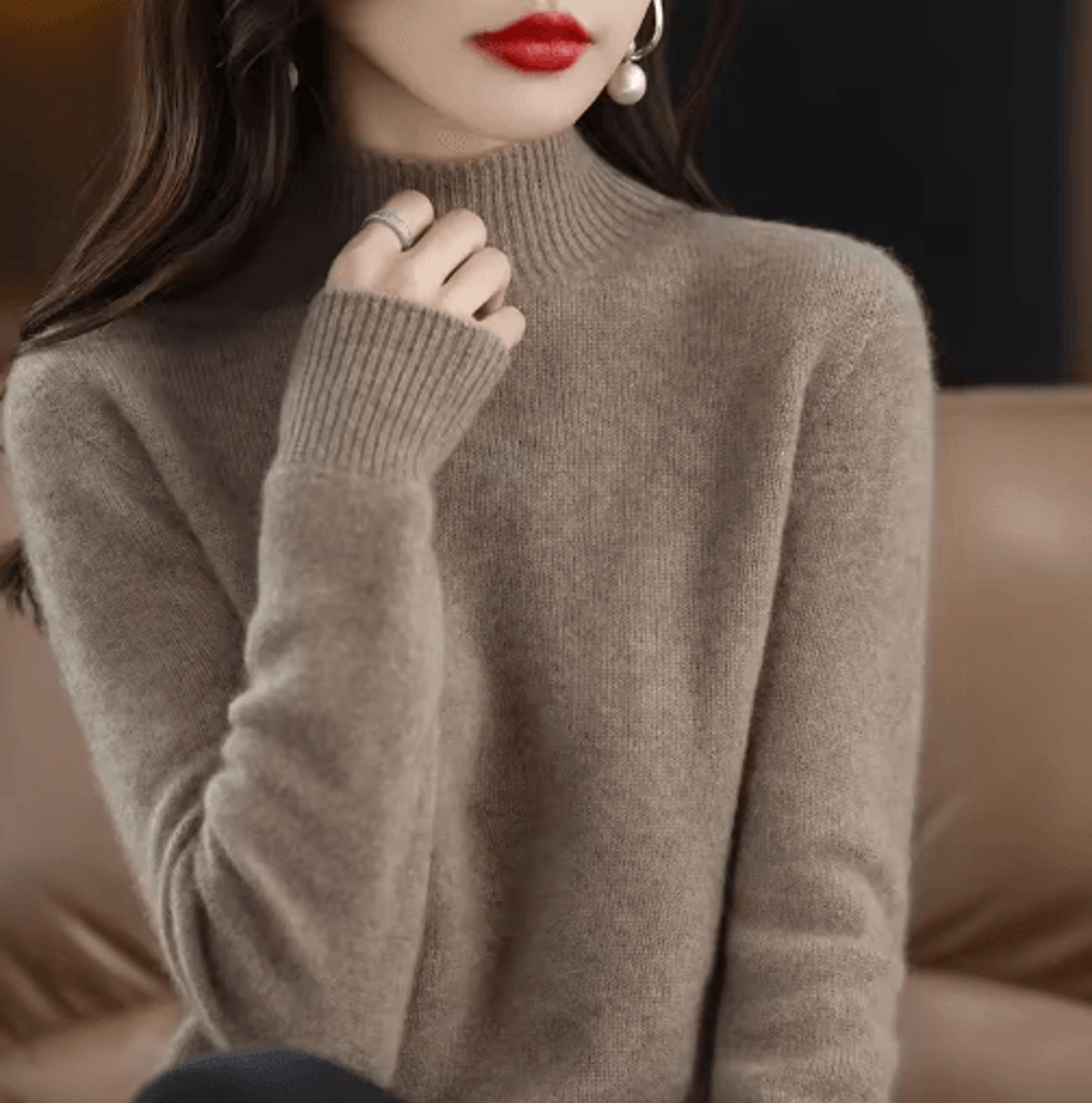 Womens Half Turtleneck Knit Sweater  Warm Korean Style Pullover 13