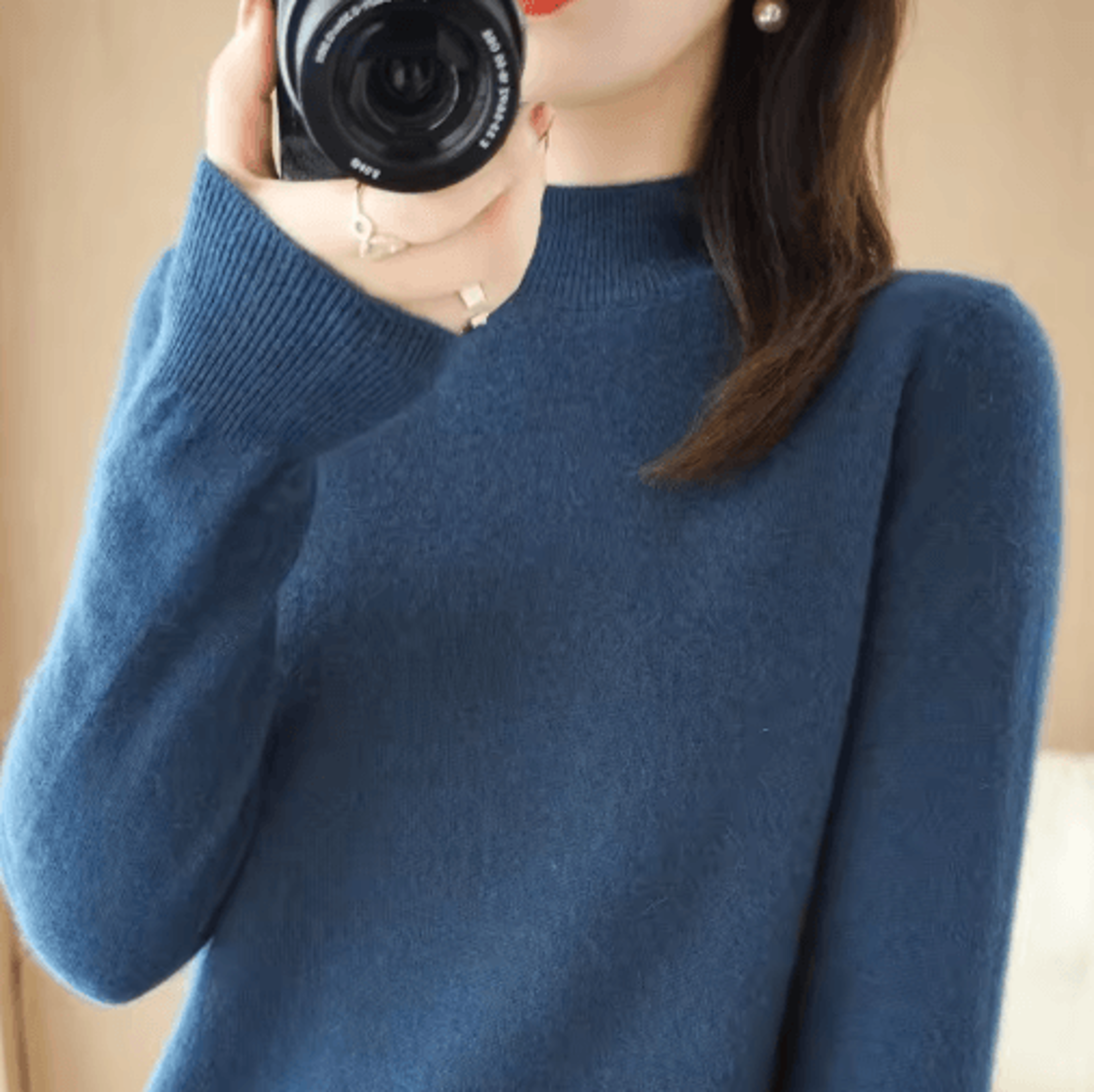 Womens Half Turtleneck Knit Sweater  Warm Korean Style Pullover 9