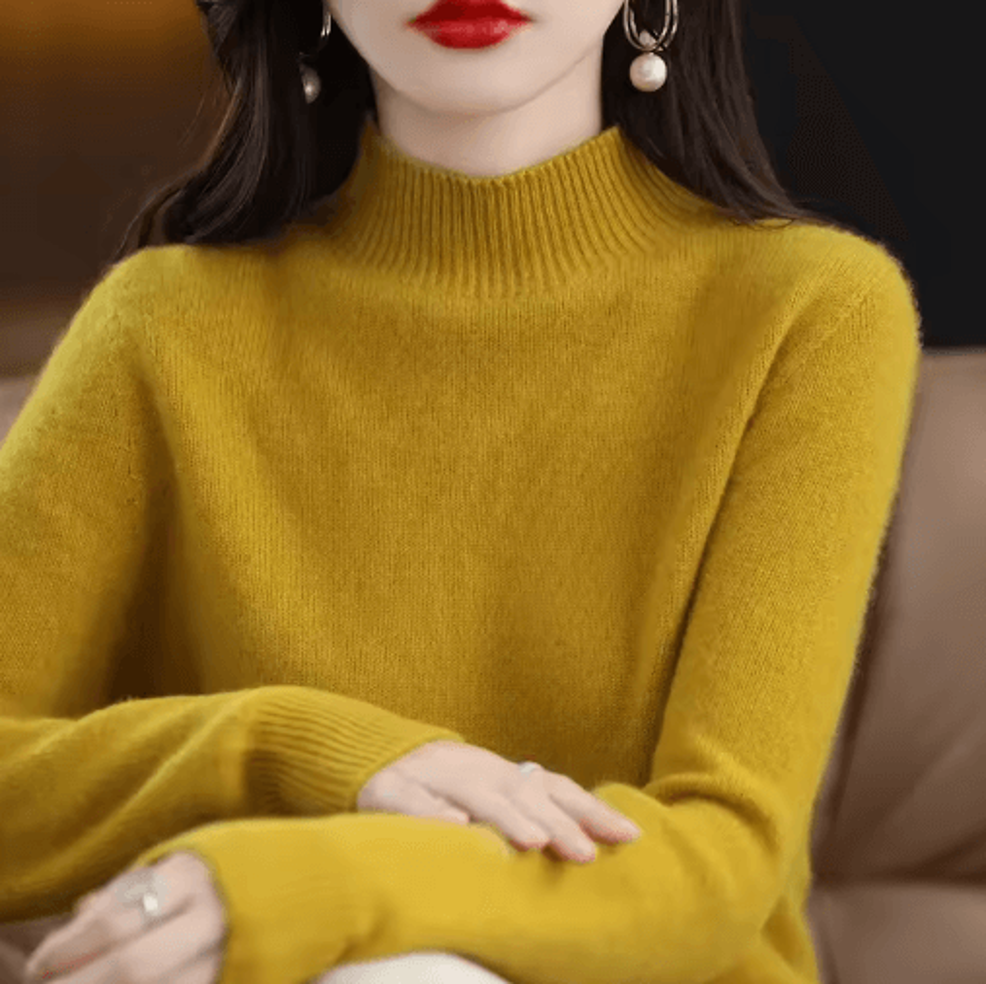 Womens Half Turtleneck Knit Sweater  Warm Korean Style Pullover 8
