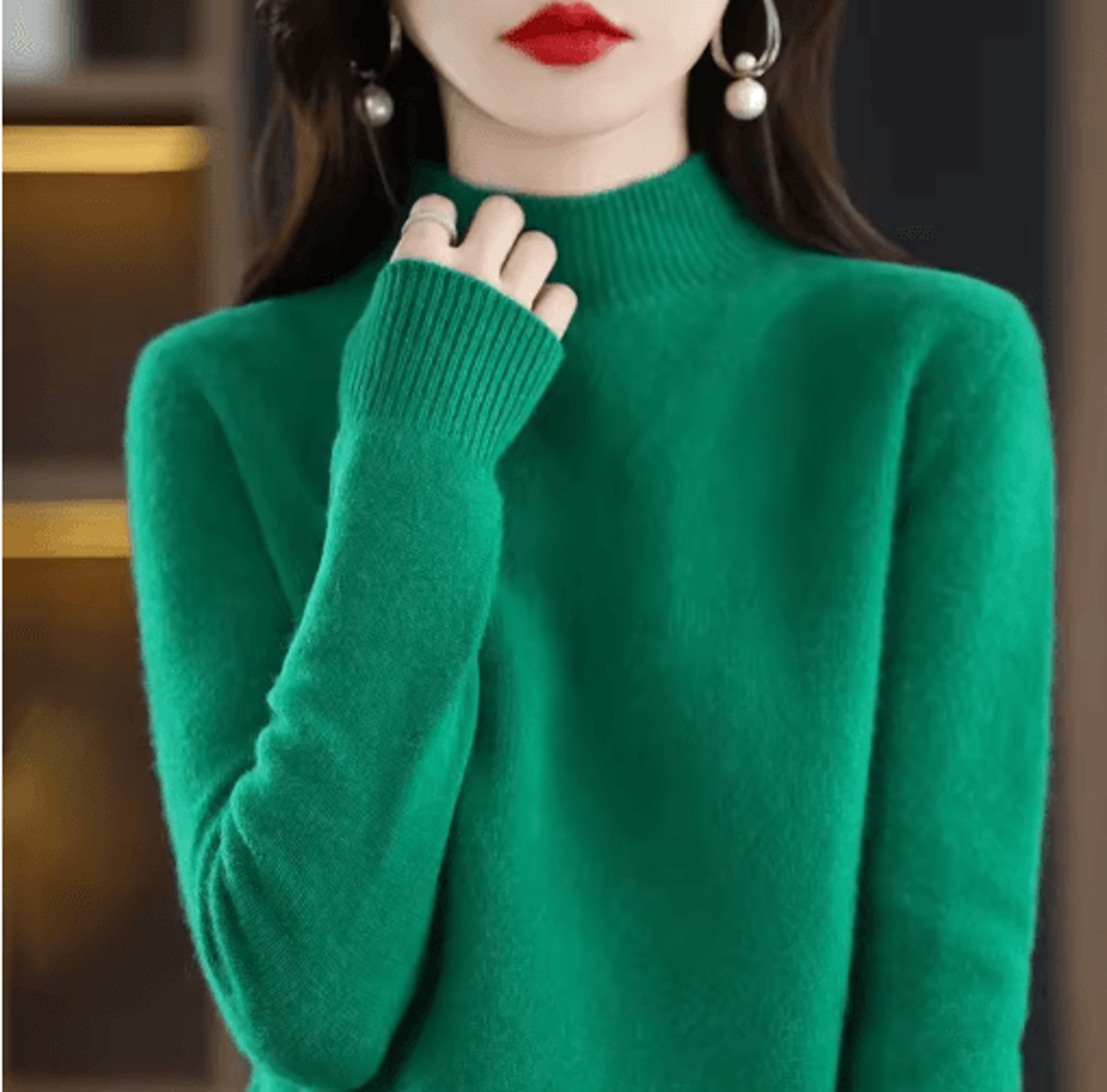 Womens Half Turtleneck Knit Sweater  Warm Korean Style Pullover 12