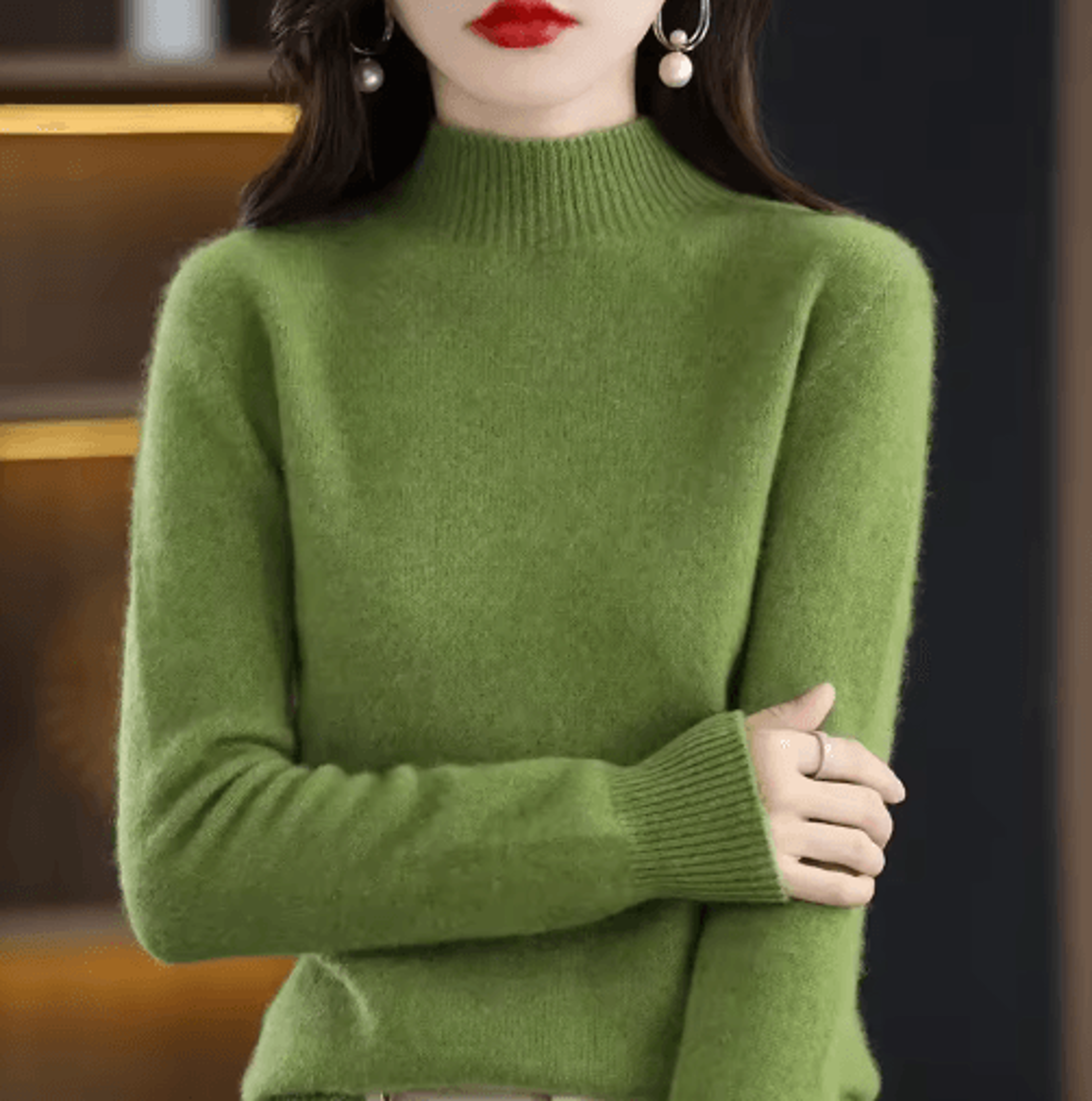 Womens Half Turtleneck Knit Sweater  Warm Korean Style Pullover 18