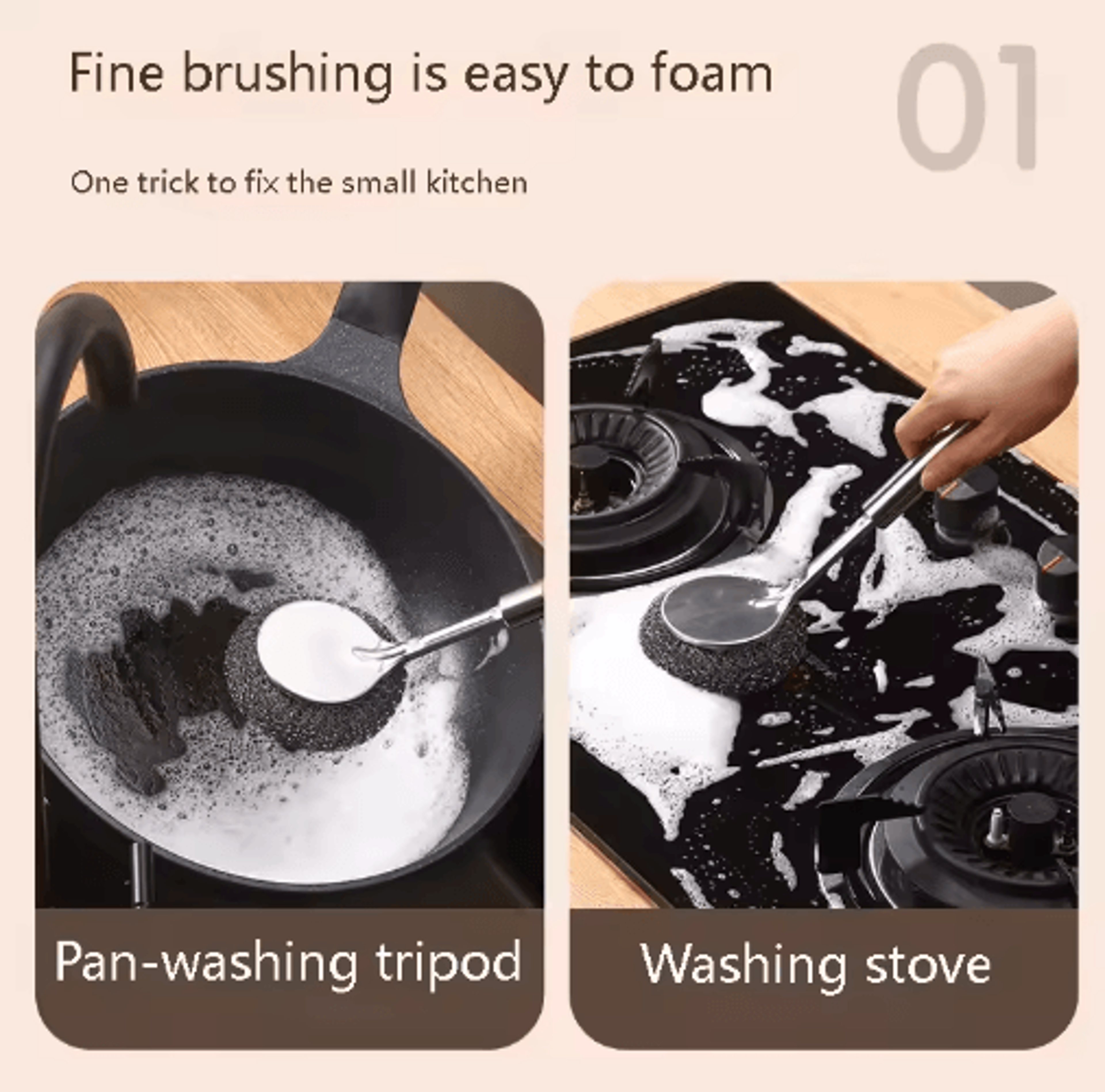 Long Handle Stainless Steel Wire Brush  Kitchen Pot  Sink Scrubber 4