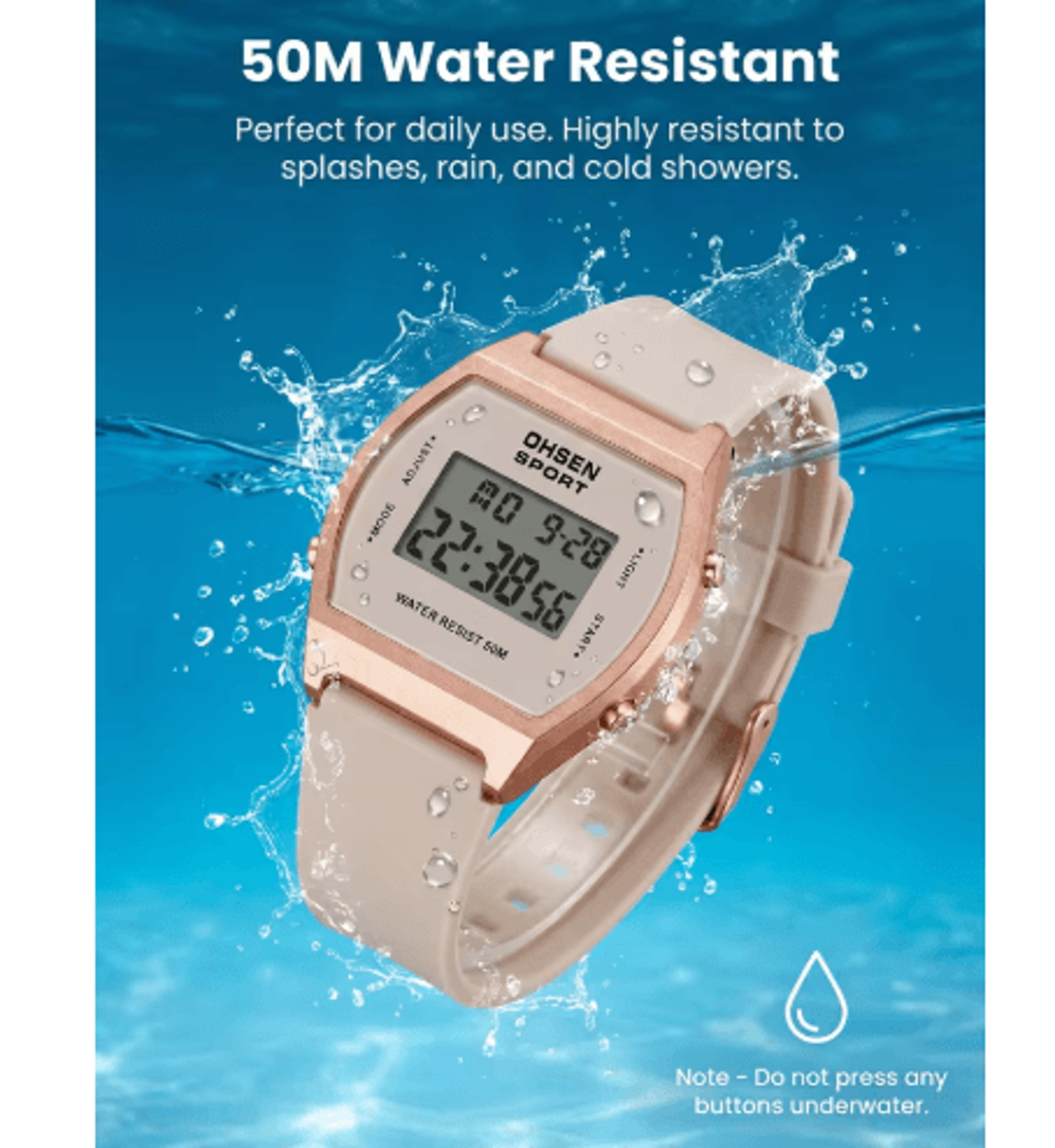 Womens White Digital Sports Watch  Waterproof Alarm Wristwatch 8