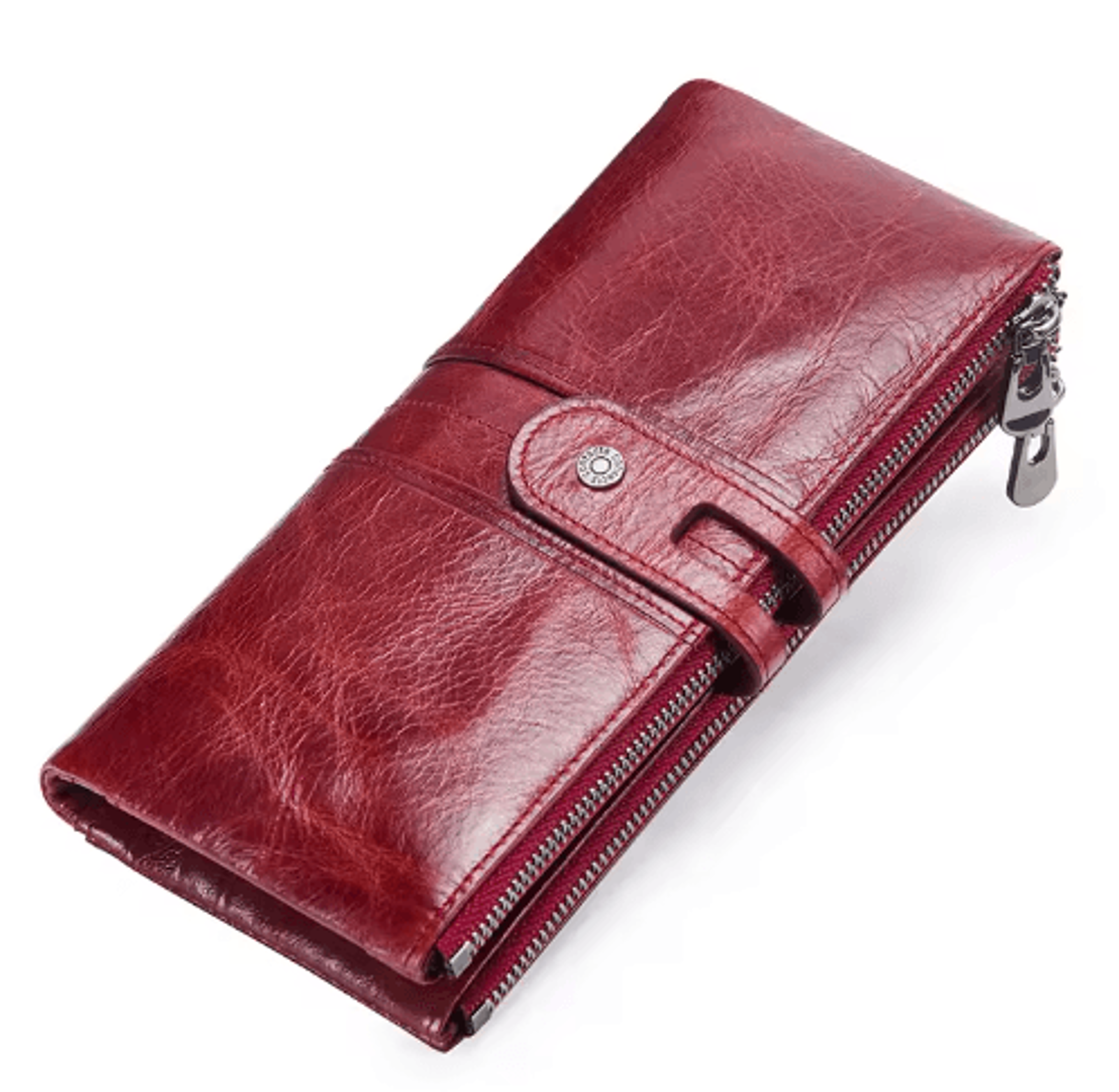 Genuine Leather Long Clutch Wallet  Vintage Zipper Card Holder 3