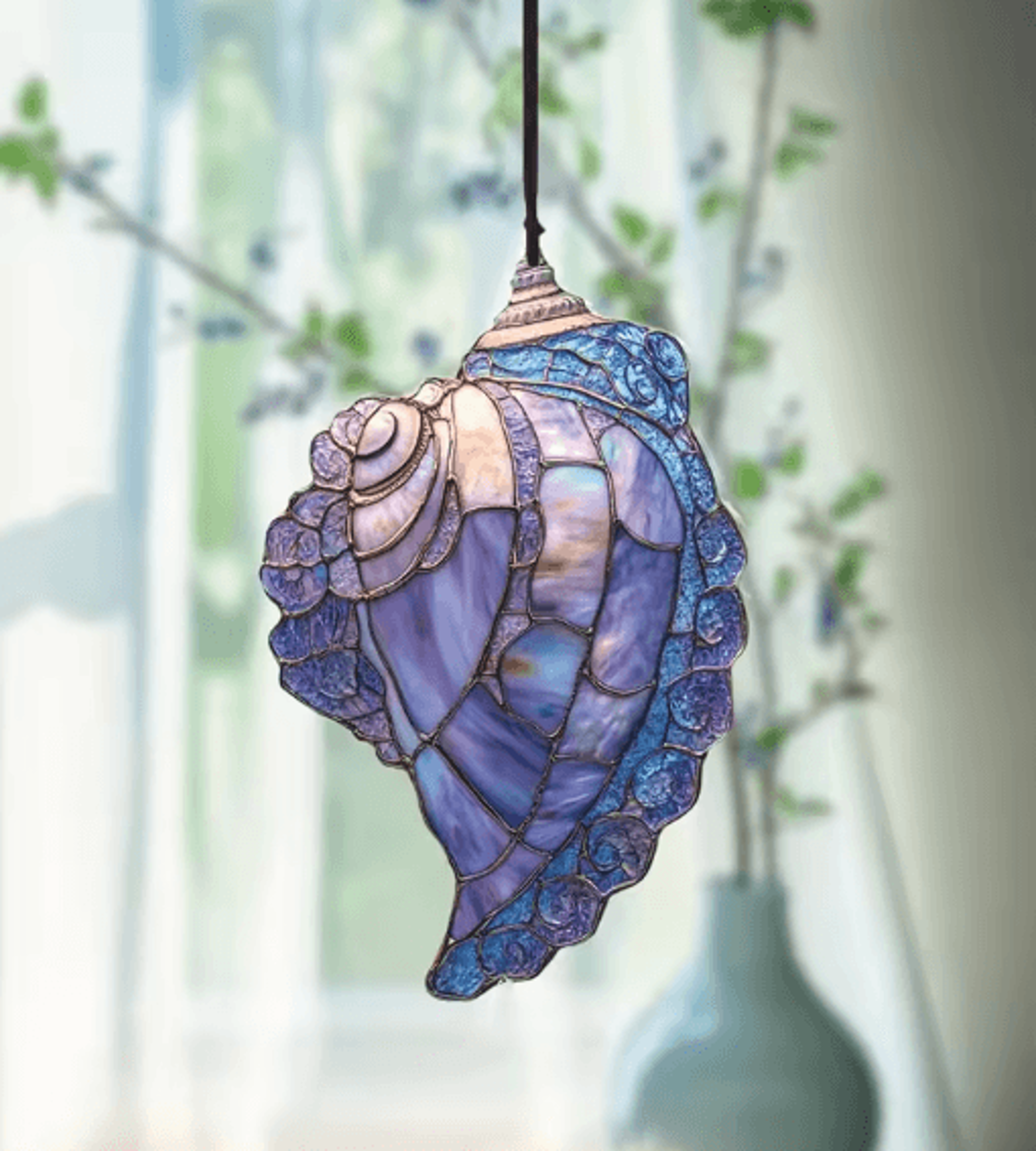Blue Acrylic Conch Shell Suncatcher  Coastal Hanging Window Ornament 3