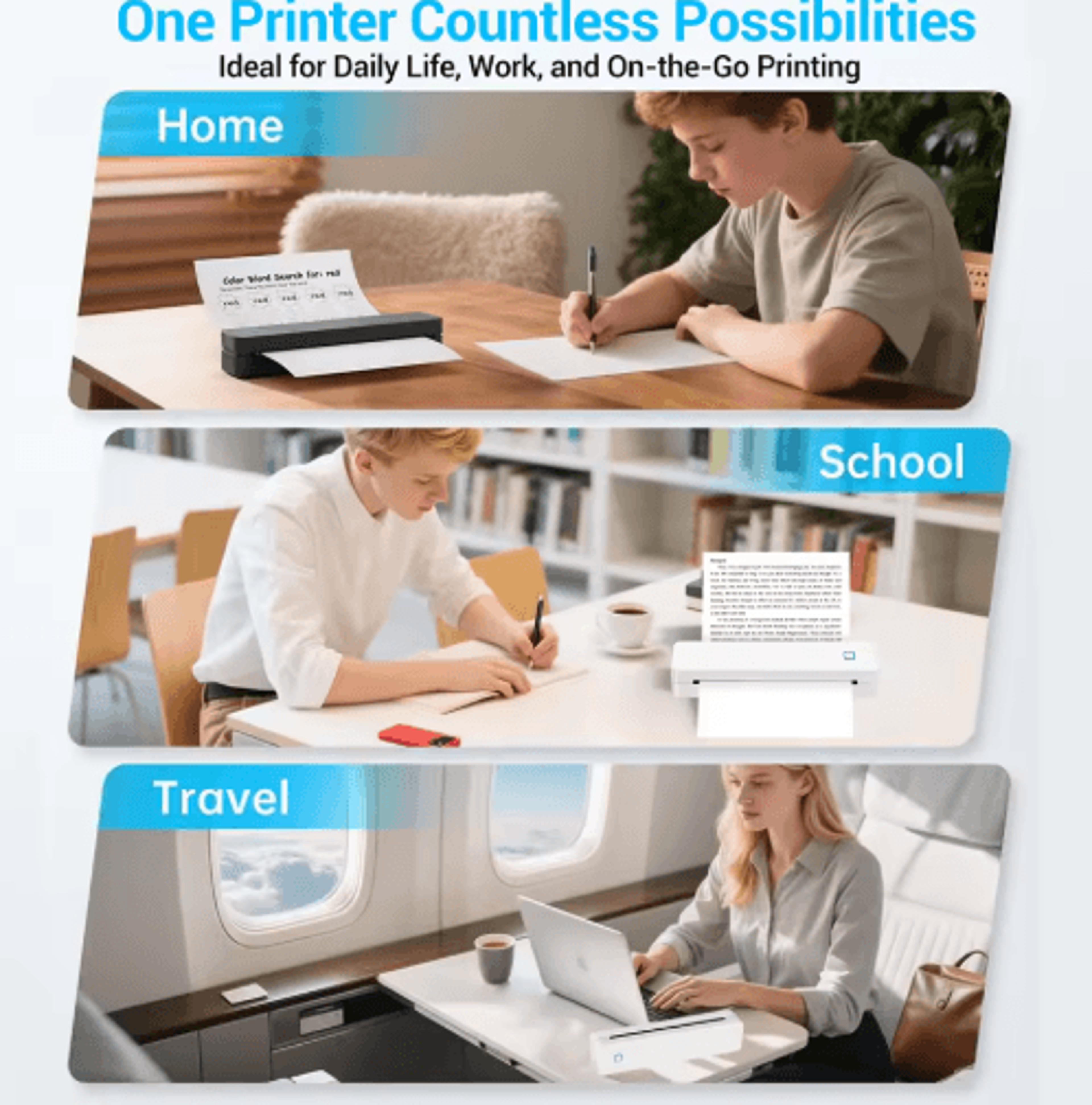 Portable Bluetooth A4 Thermal Printer  Rechargeable Inkless Travel Printer 7