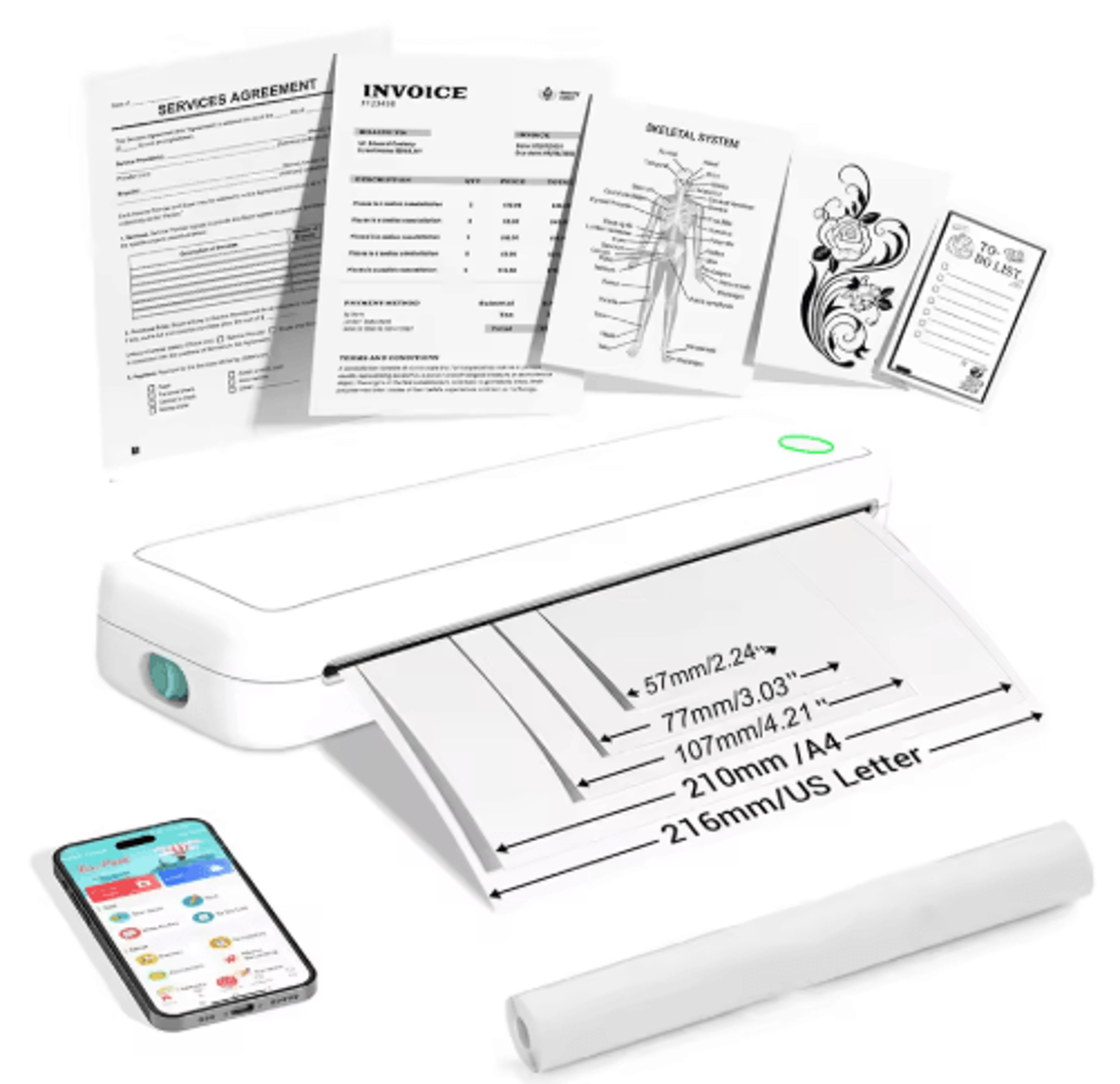 Wireless A4 Portable Thermal Printer  Inkless Mini Printer For Phones  Laptops 0