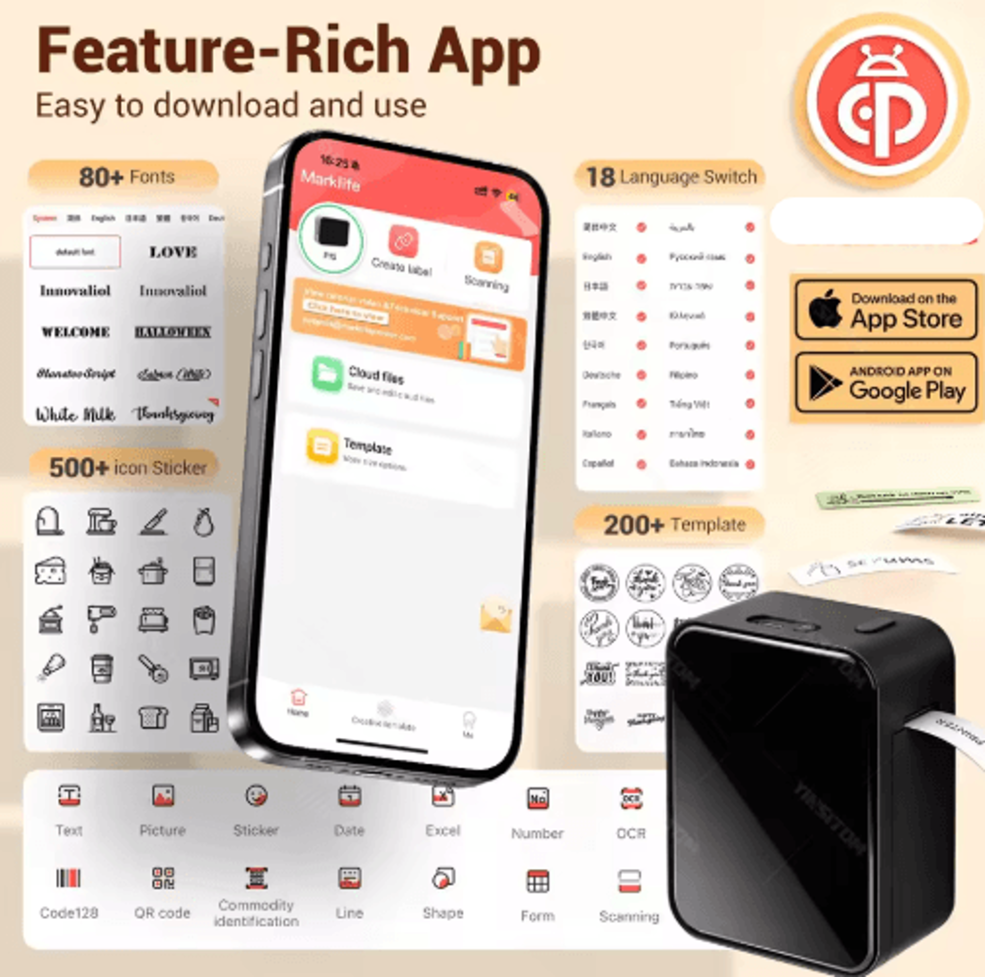P15 Mini Bluetooth Label Printer  Portable Inkless Name Tag And Price Label Maker 8