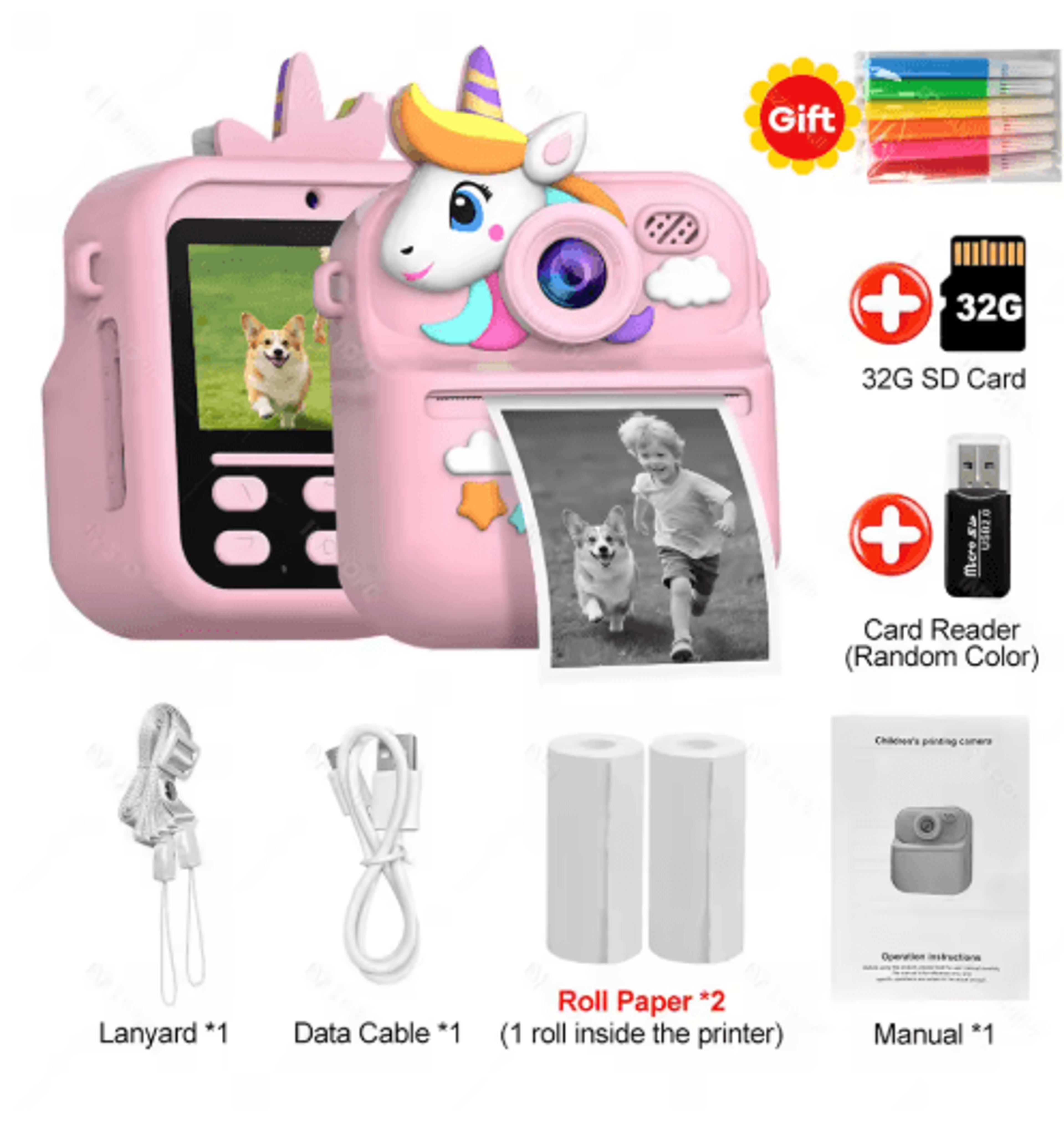 Kids Instant Print Camera  Dual Lens Digital Camera With 1080P Video 4