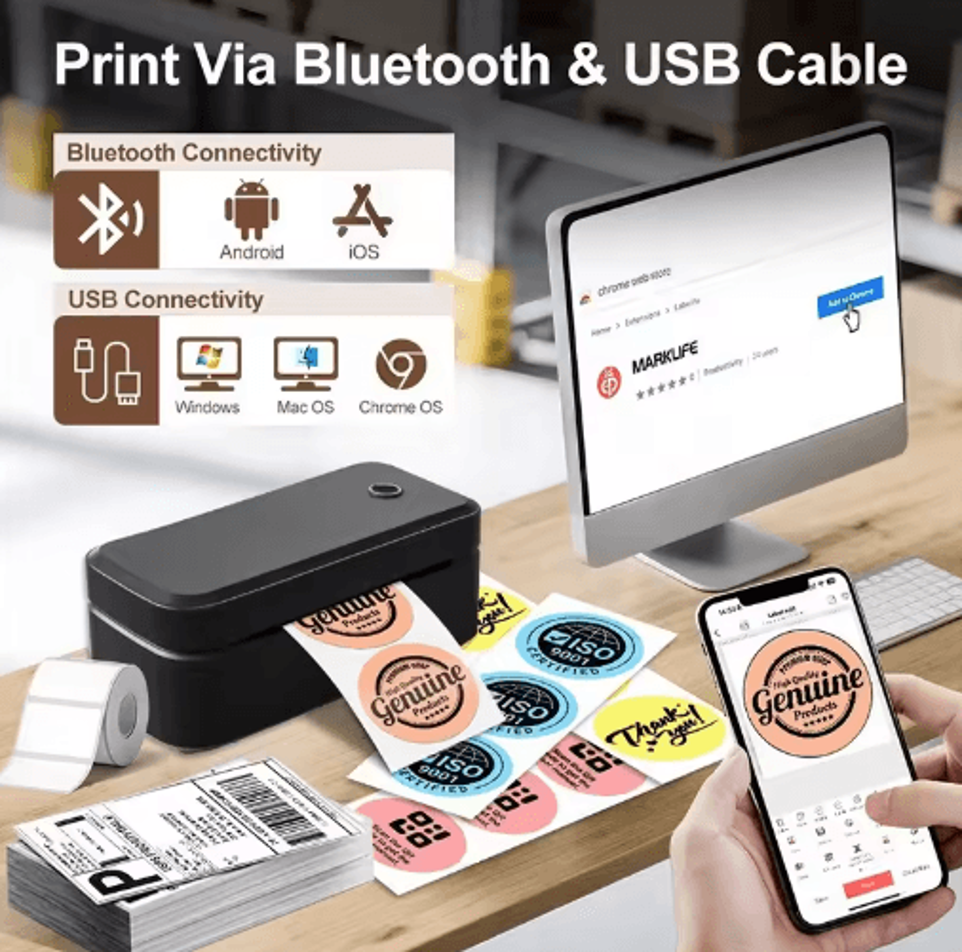 X4 Bluetooth Thermal Label Printer  Compact 4x6 Shipping Printer 9