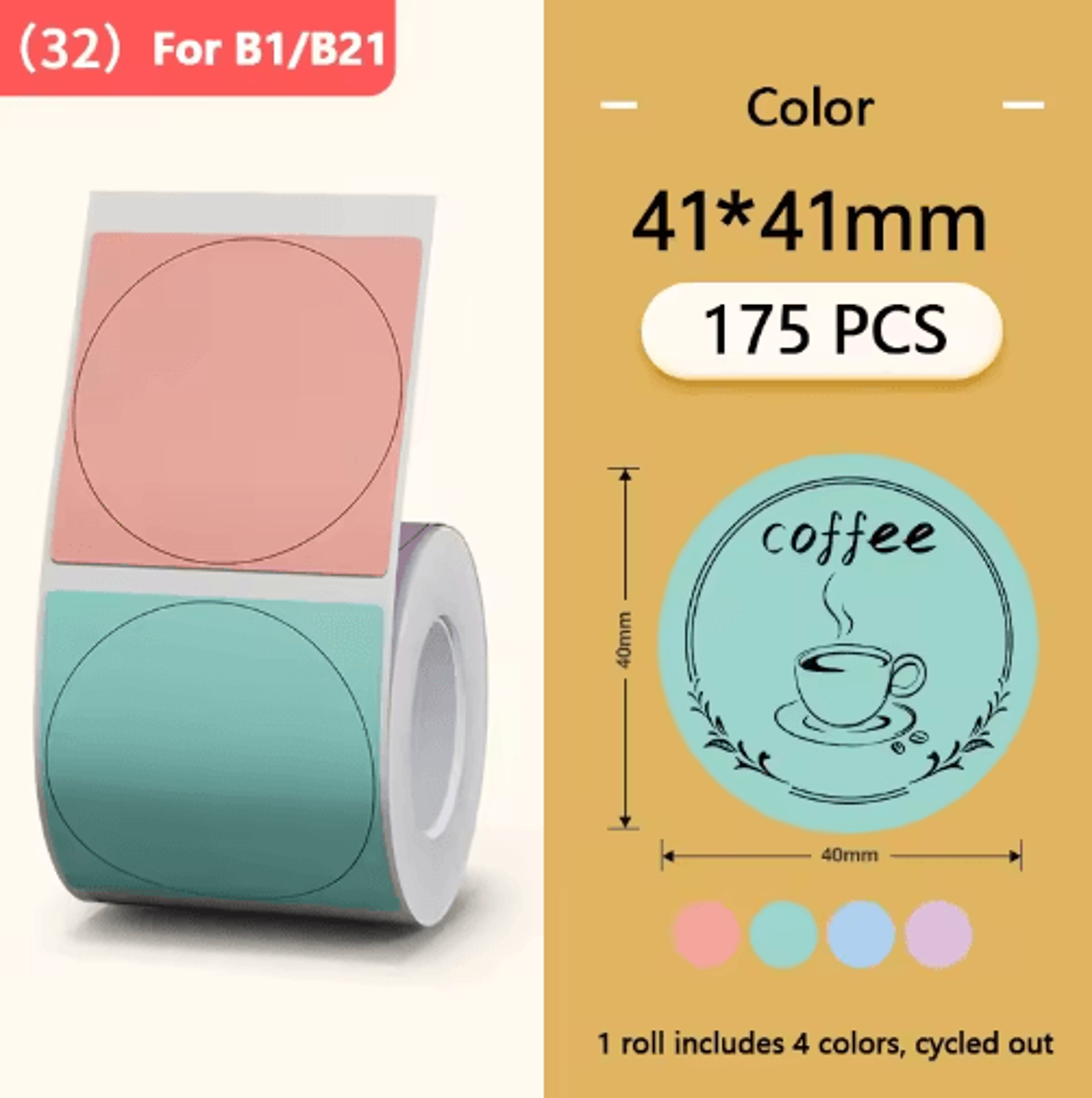 Round Color Thermal Label Stickers  Waterproof SelfAdhesive Printer Labels 3