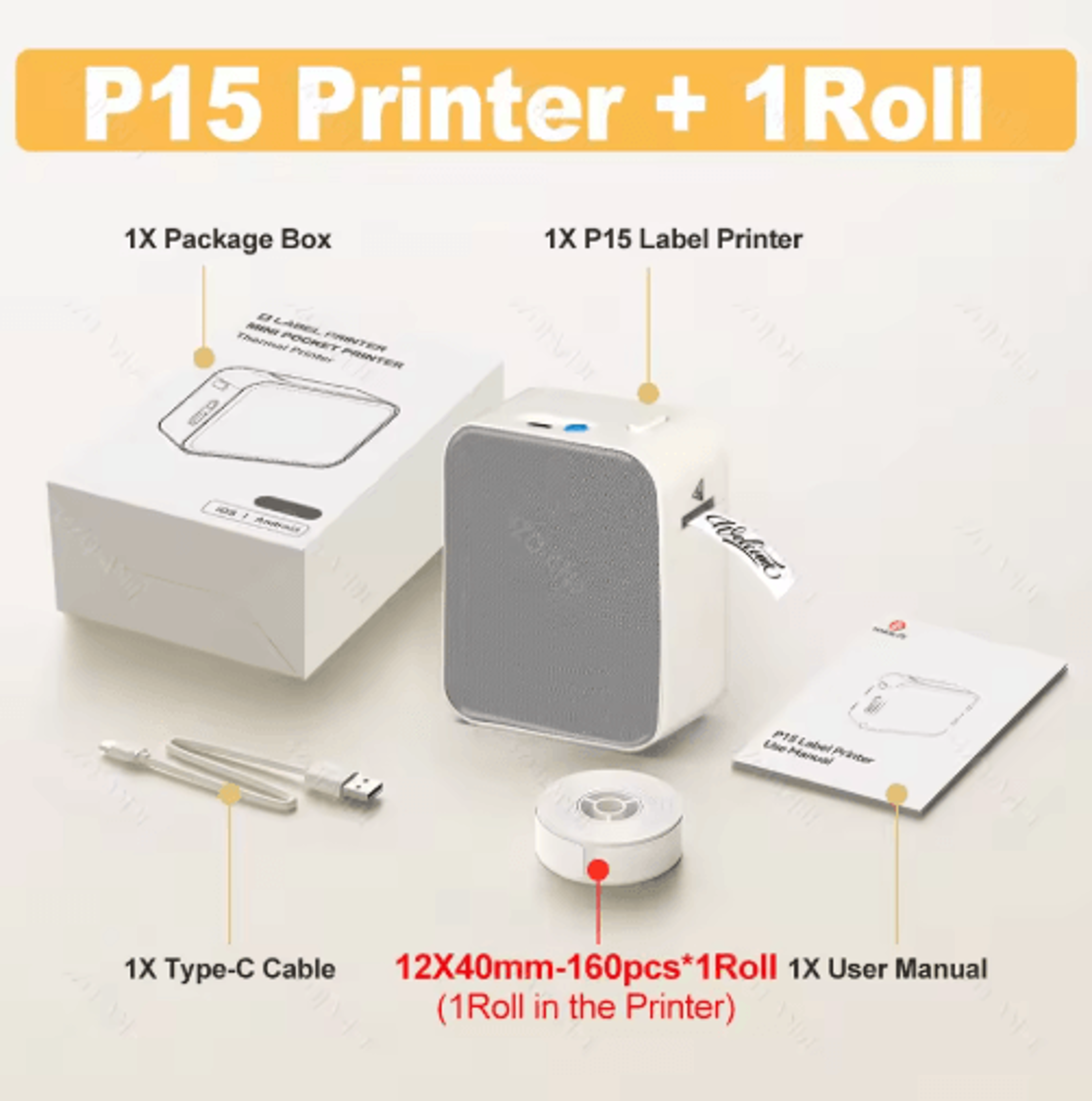 P15 Bluetooth Label Printer  Portable Inkless Mini Label Maker 3