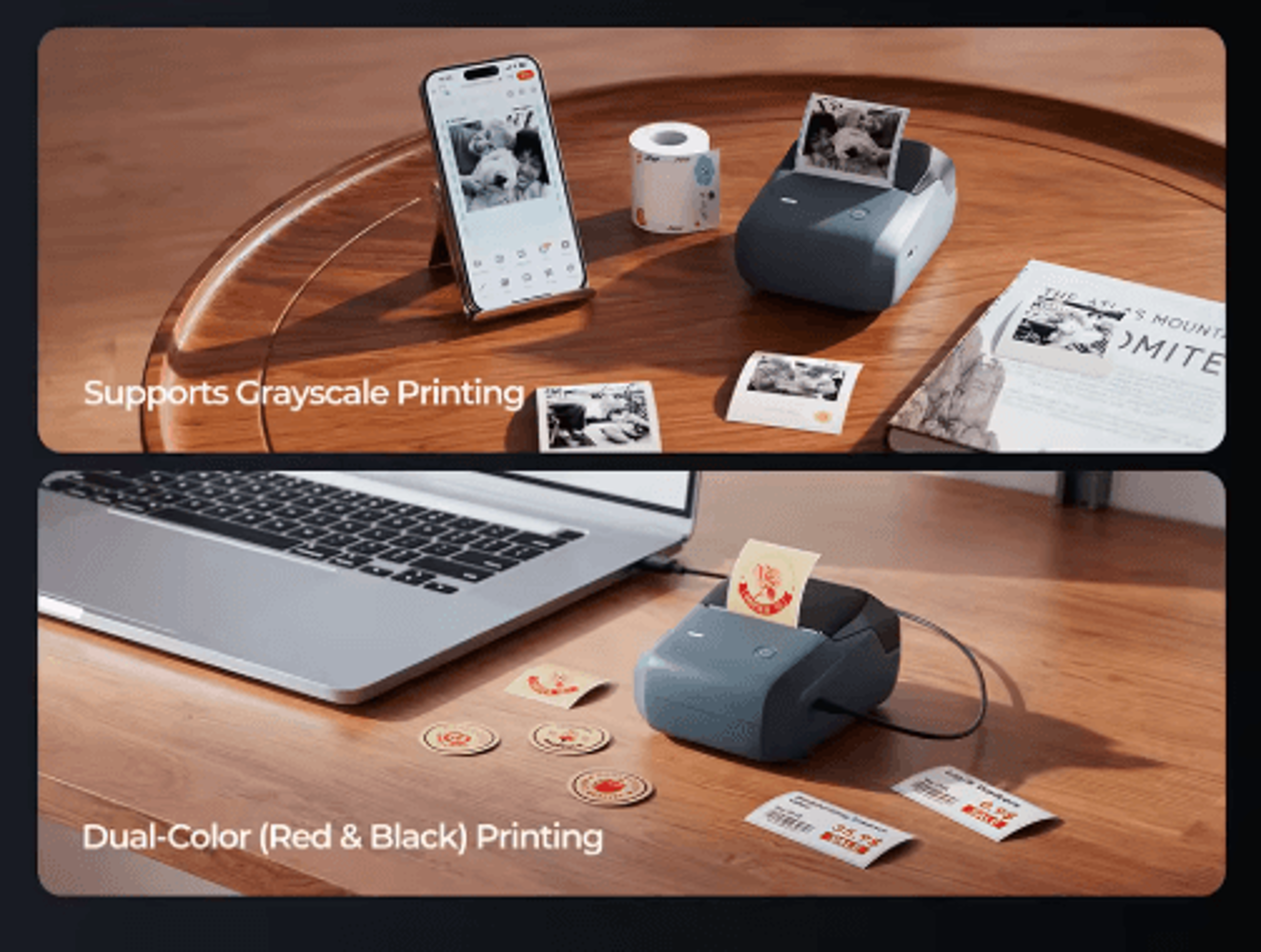 300 DPI Wireless Label Printer  Red And Black DualColor Sticker Maker 13