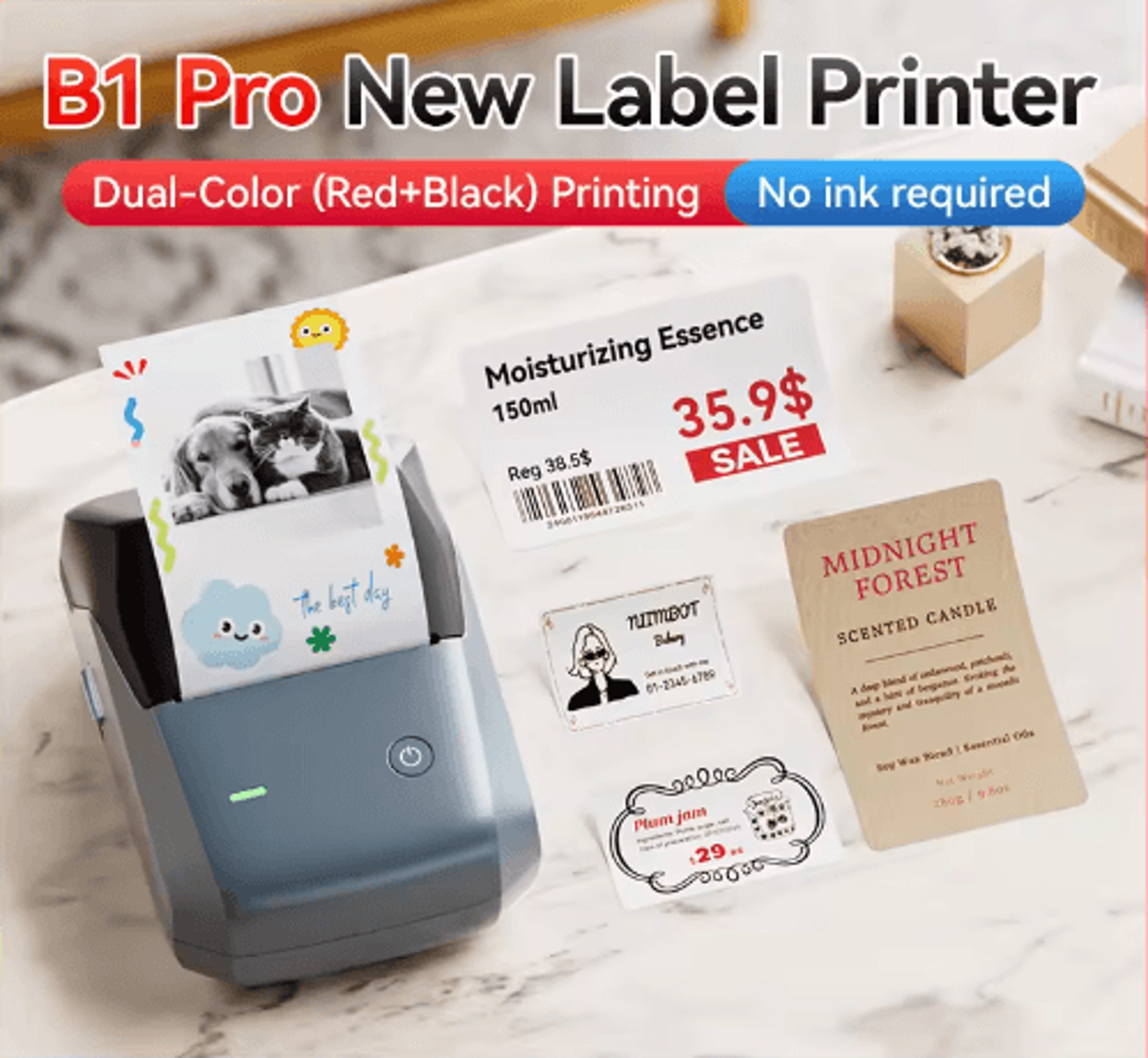 300 DPI DualColor Label Printer  Red  Black Sticker Maker 0
