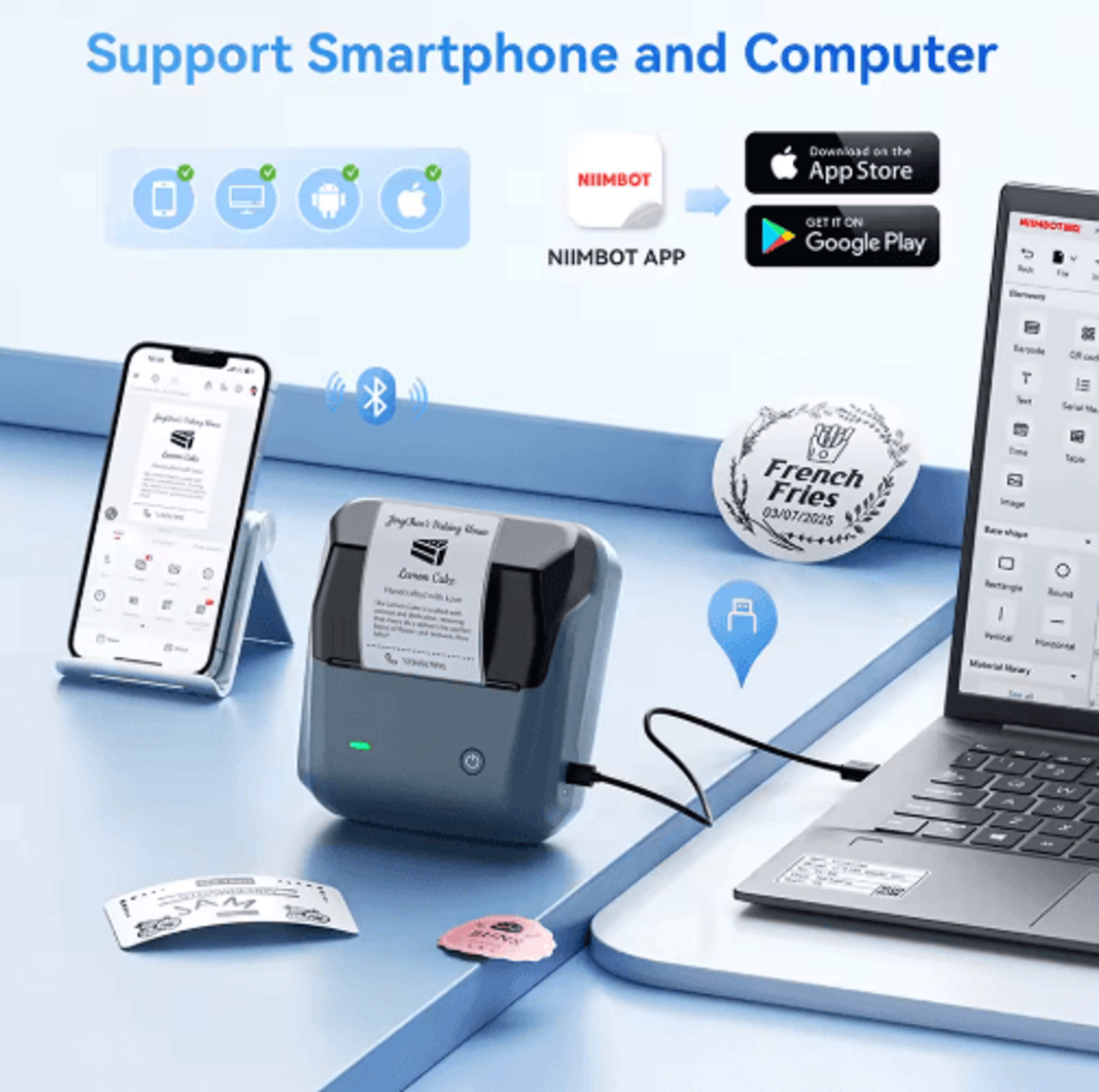 Portable Thermal Label Printer  2075mm Barcode And Sticker Maker 19