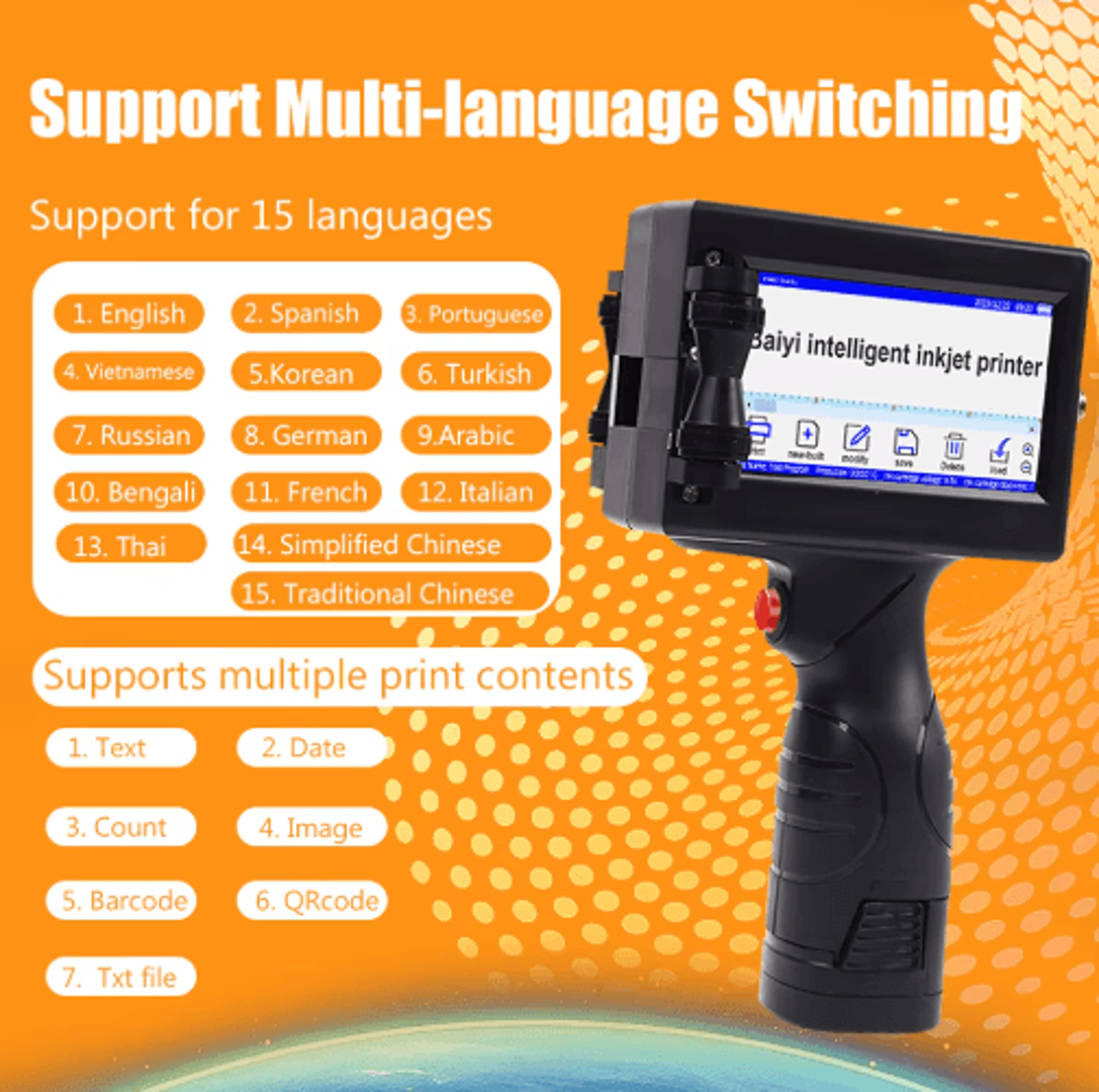 Portable Inkjet Coding Printer  Date Batch Number  QR Code Marker 7