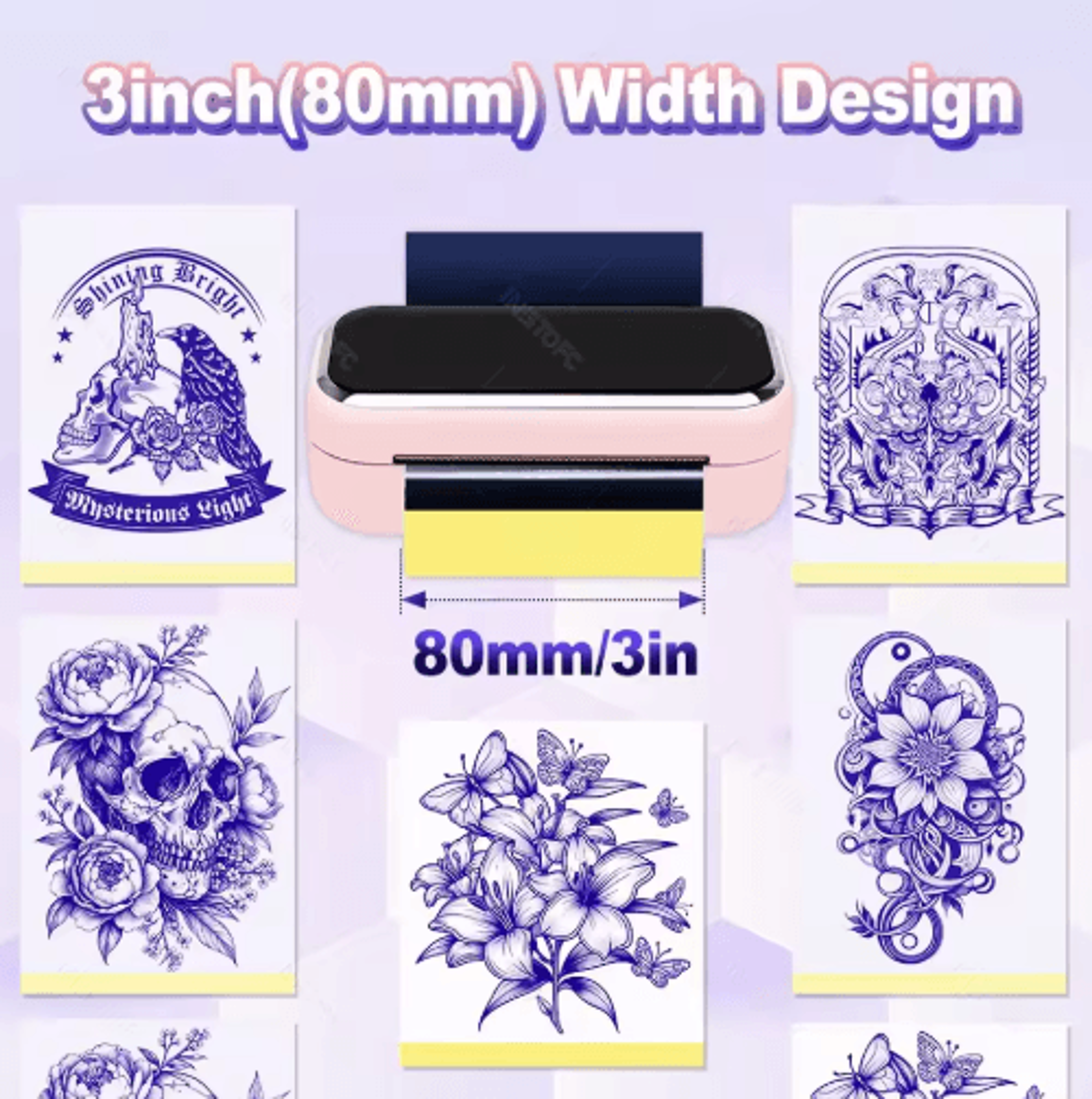 Mini Tattoo Stencil Printer  Wireless 80mm Thermal Transfer Printer 9