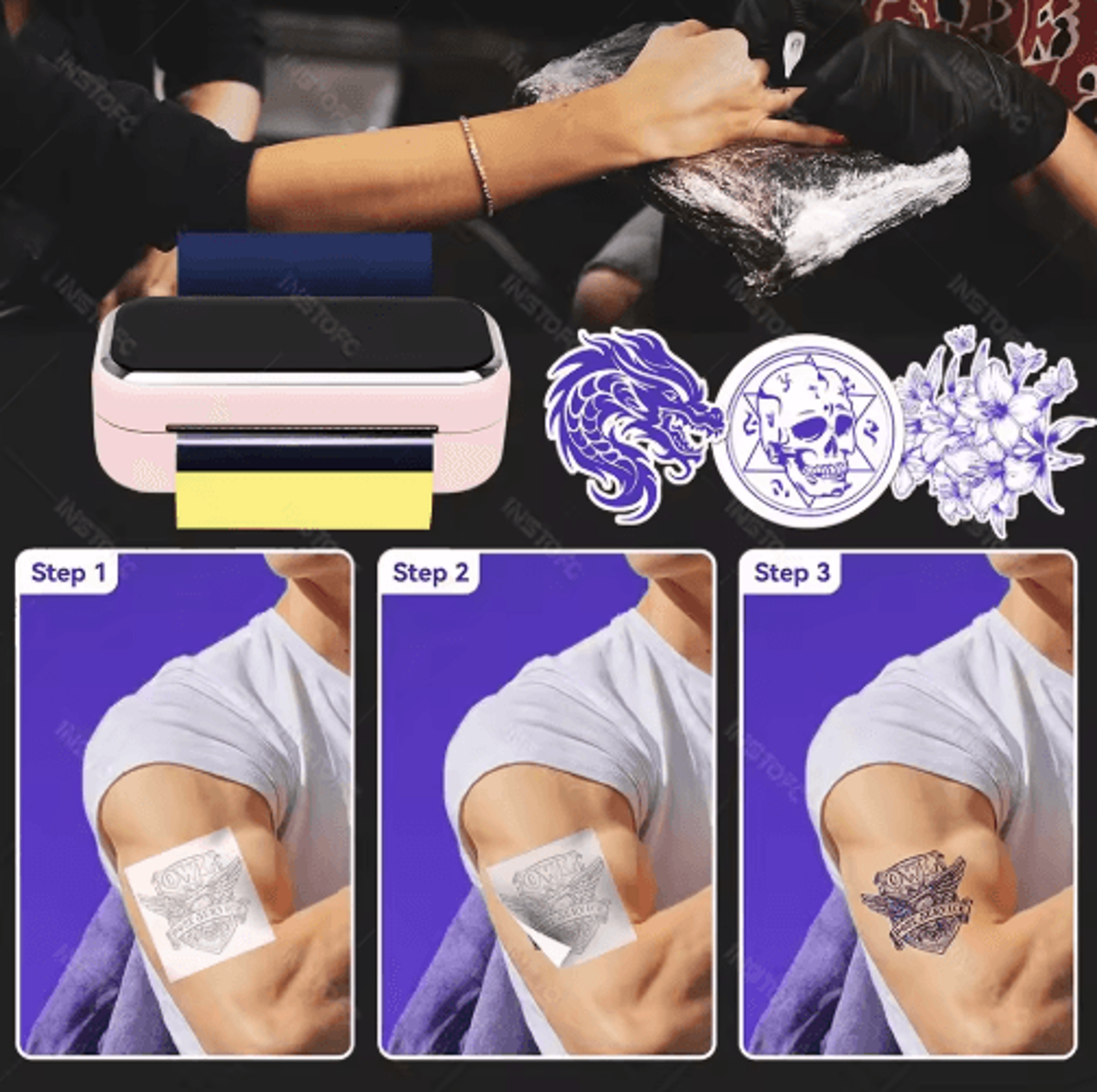Mini Tattoo Stencil Printer  Wireless 80mm Thermal Transfer Printer 8