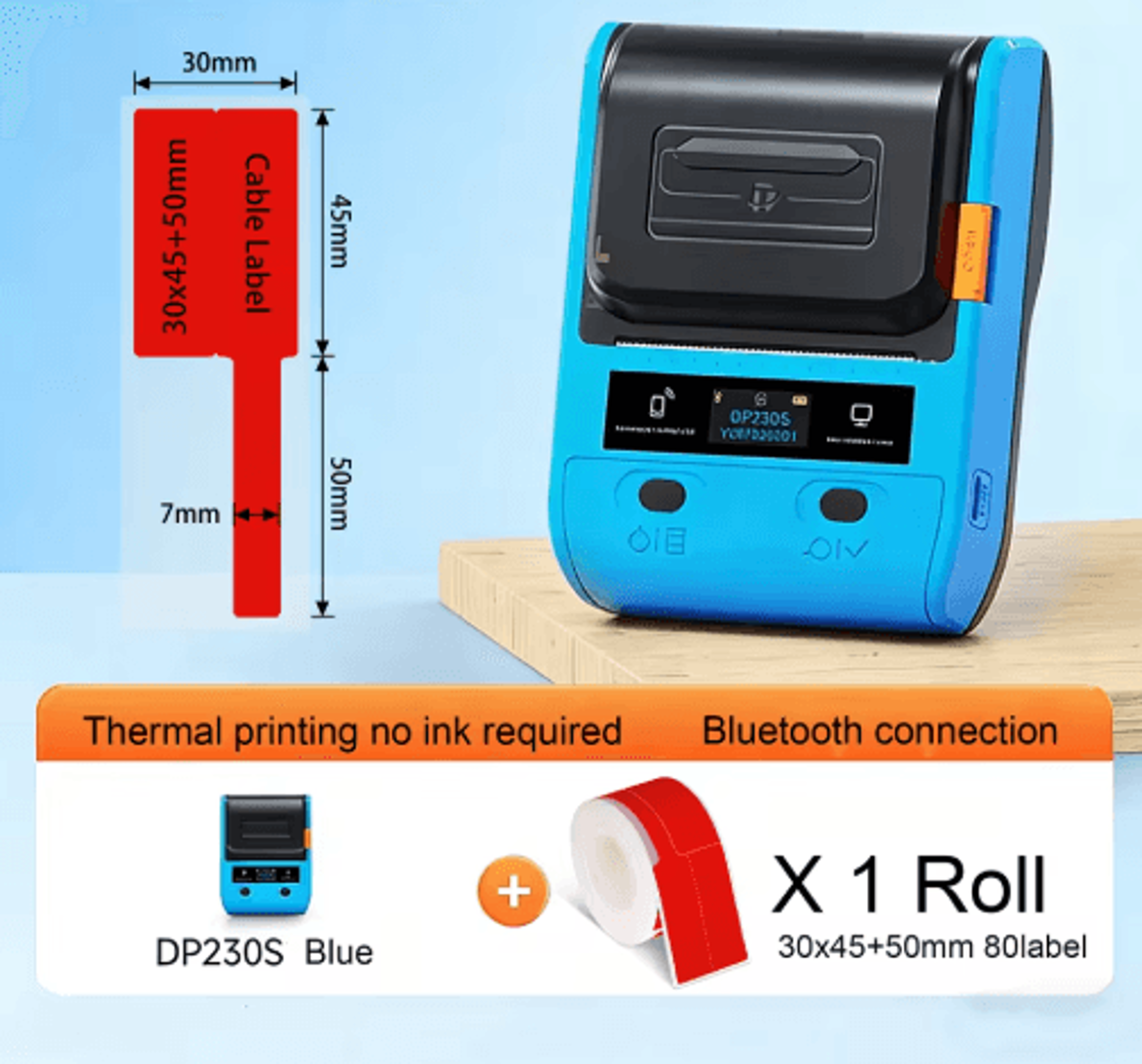 Portable Bluetooth Thermal Label Printer  Cable Tag  Barcode Maker 2
