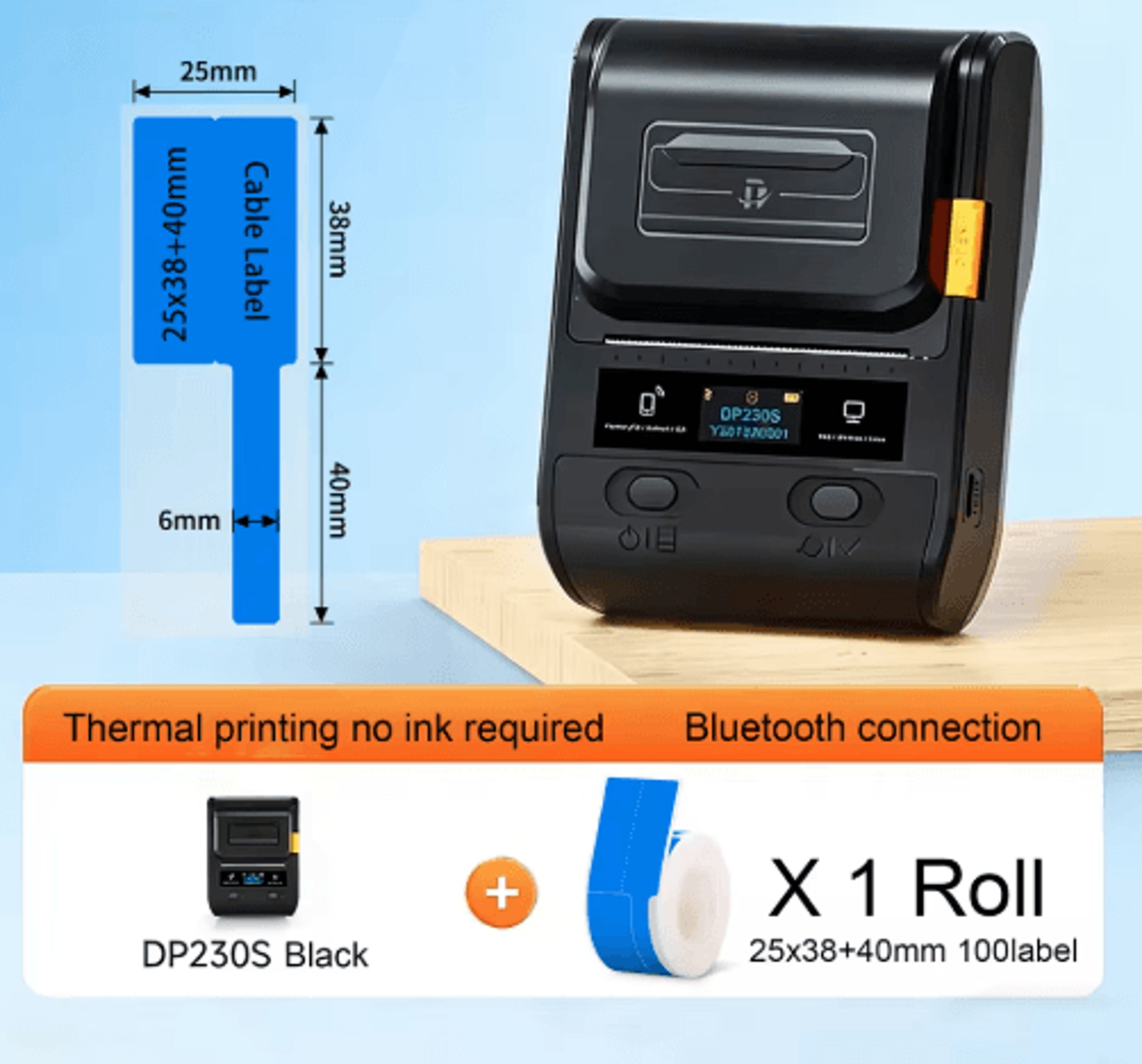 Portable Bluetooth Thermal Label Printer  Cable Tag  Barcode Maker 6