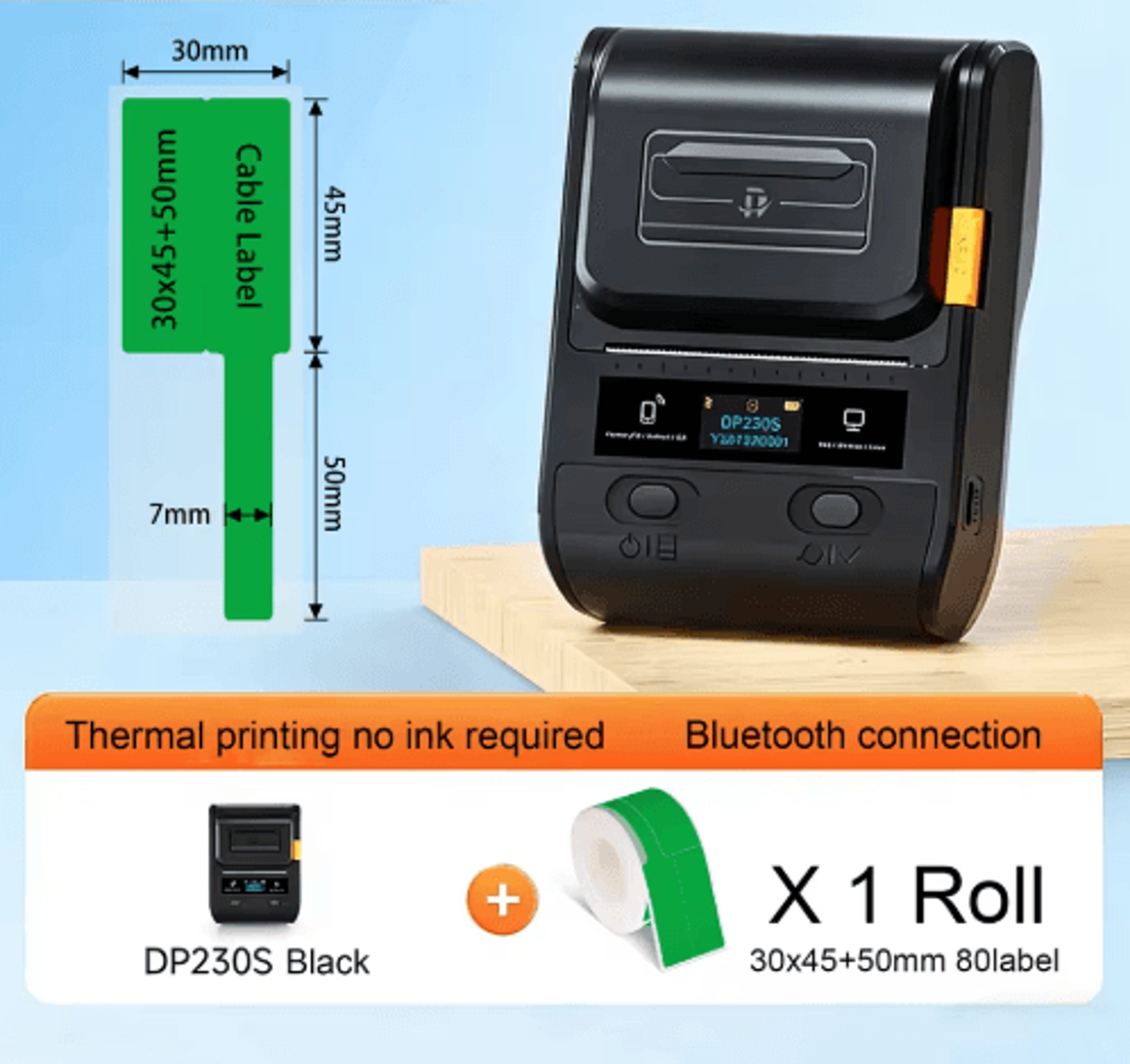 Portable Bluetooth Thermal Label Printer  Cable Tag  Barcode Maker 7