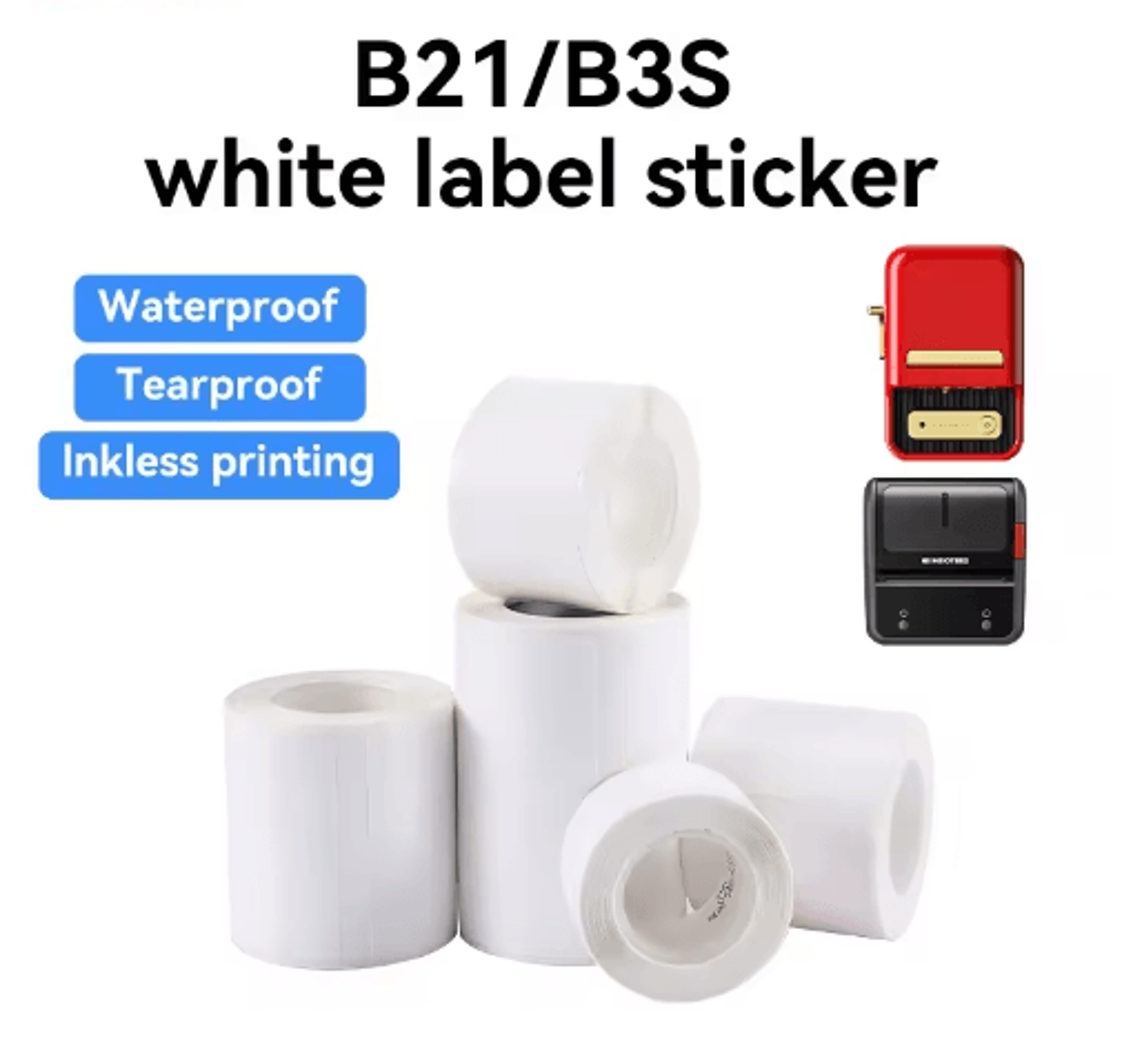 White Thermal Label Stickers  2050mm Paper For B21 B1  B3S 27