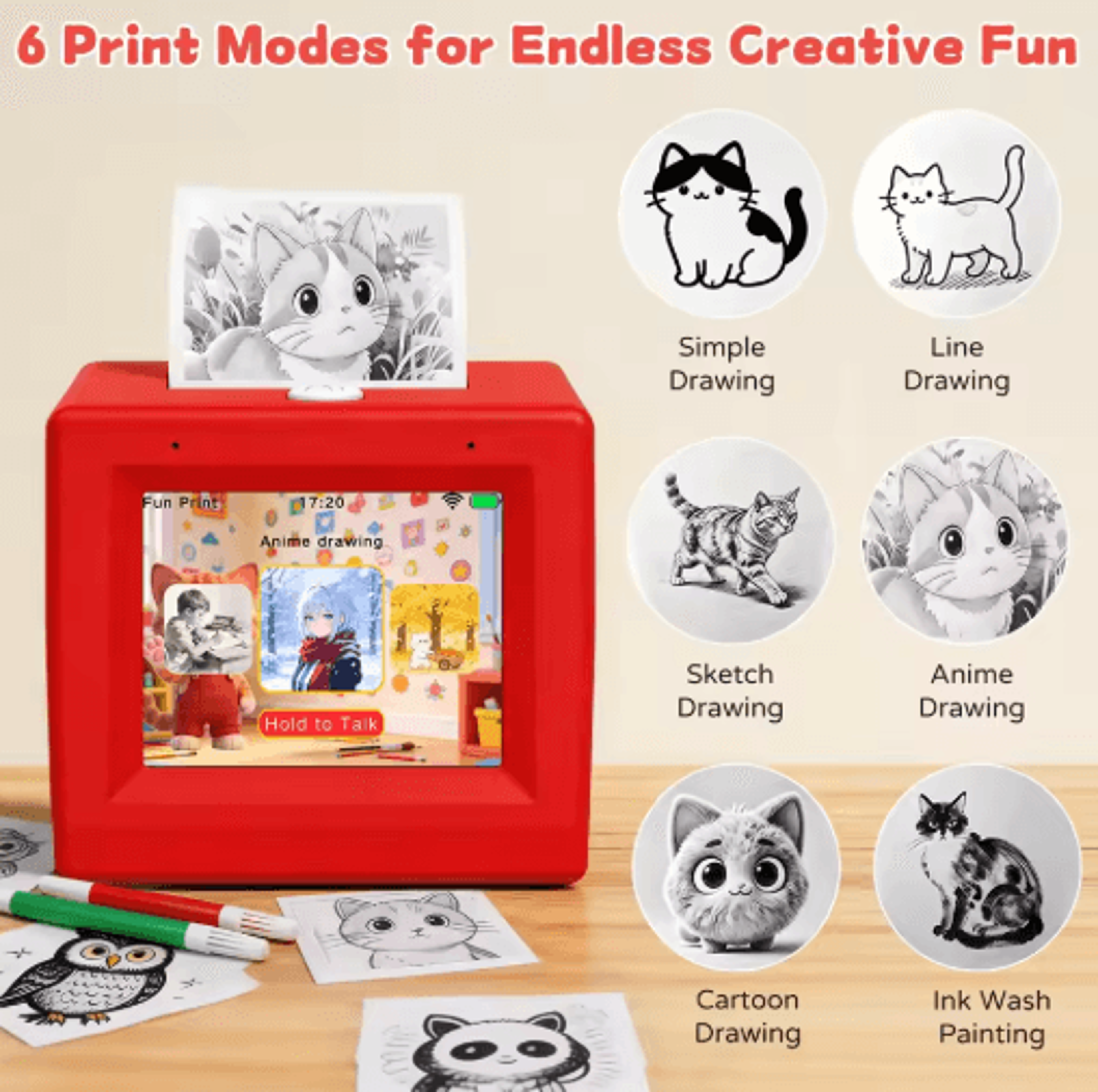 AI VoiceControlled Sticker Maker  Portable WiFi Thermal Printer For Kids 5