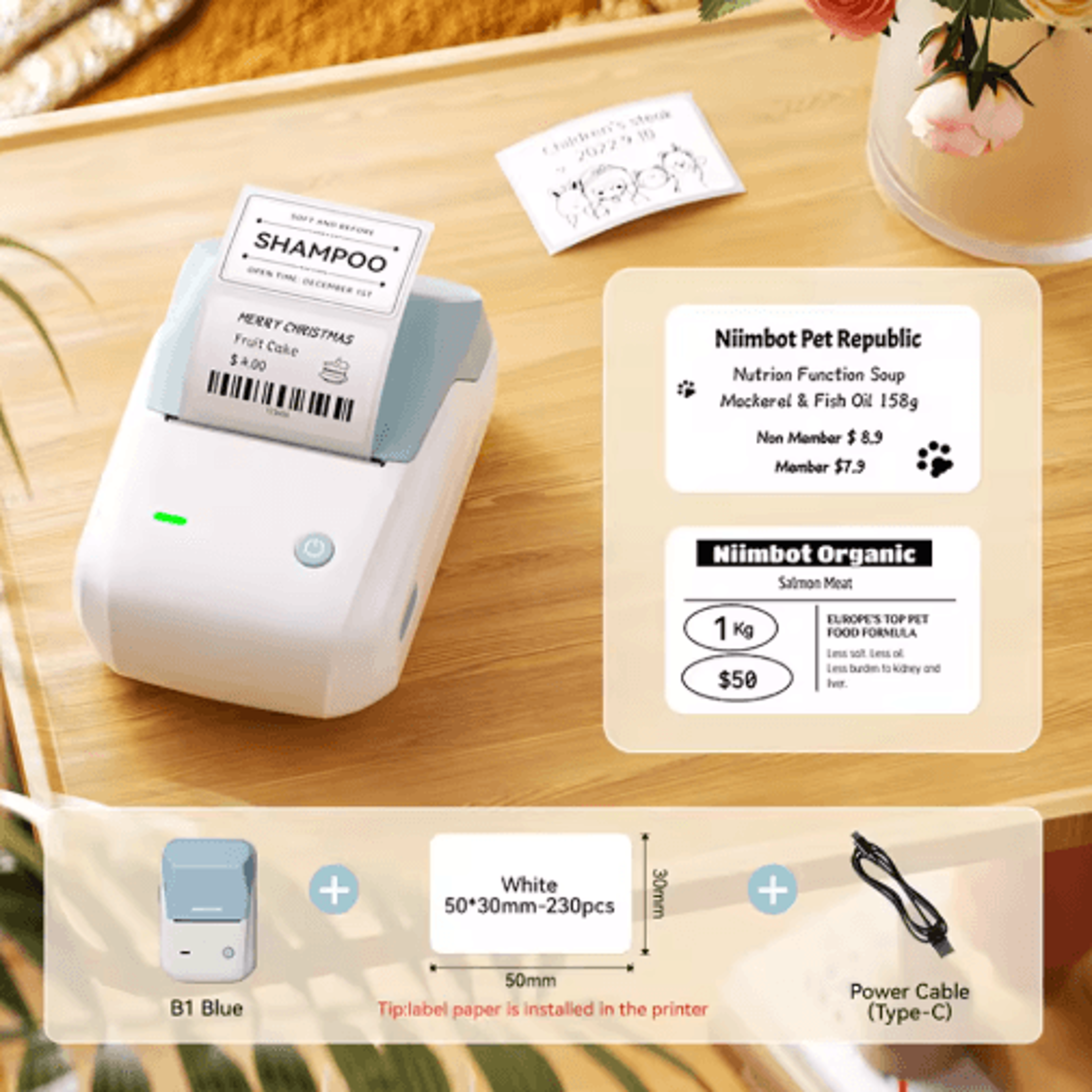 Portable Wireless Cosmetic Label Printer  Pocket Sticker Maker 7