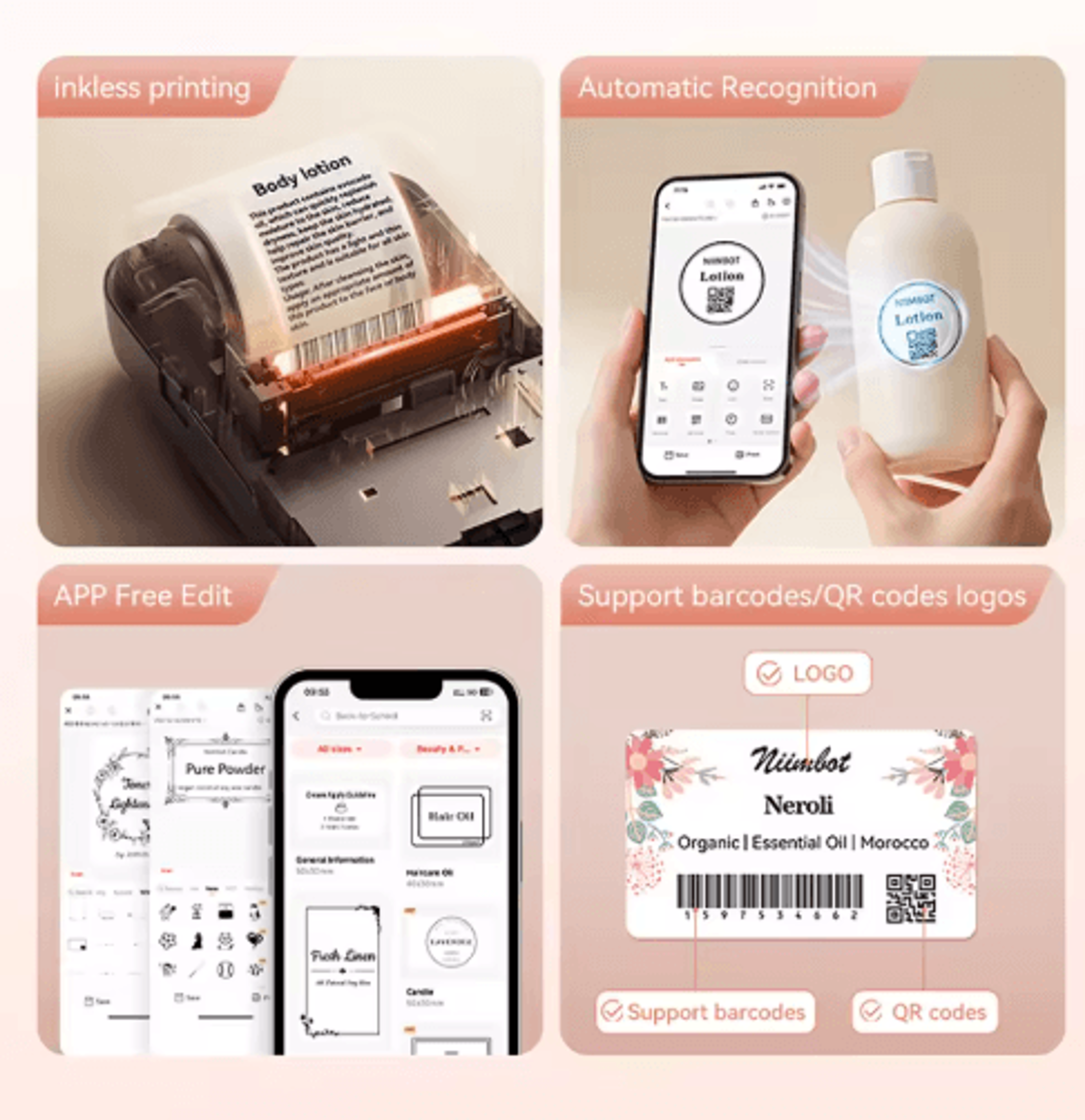Portable Wireless Cosmetic Label Printer  Pocket Sticker Maker 24