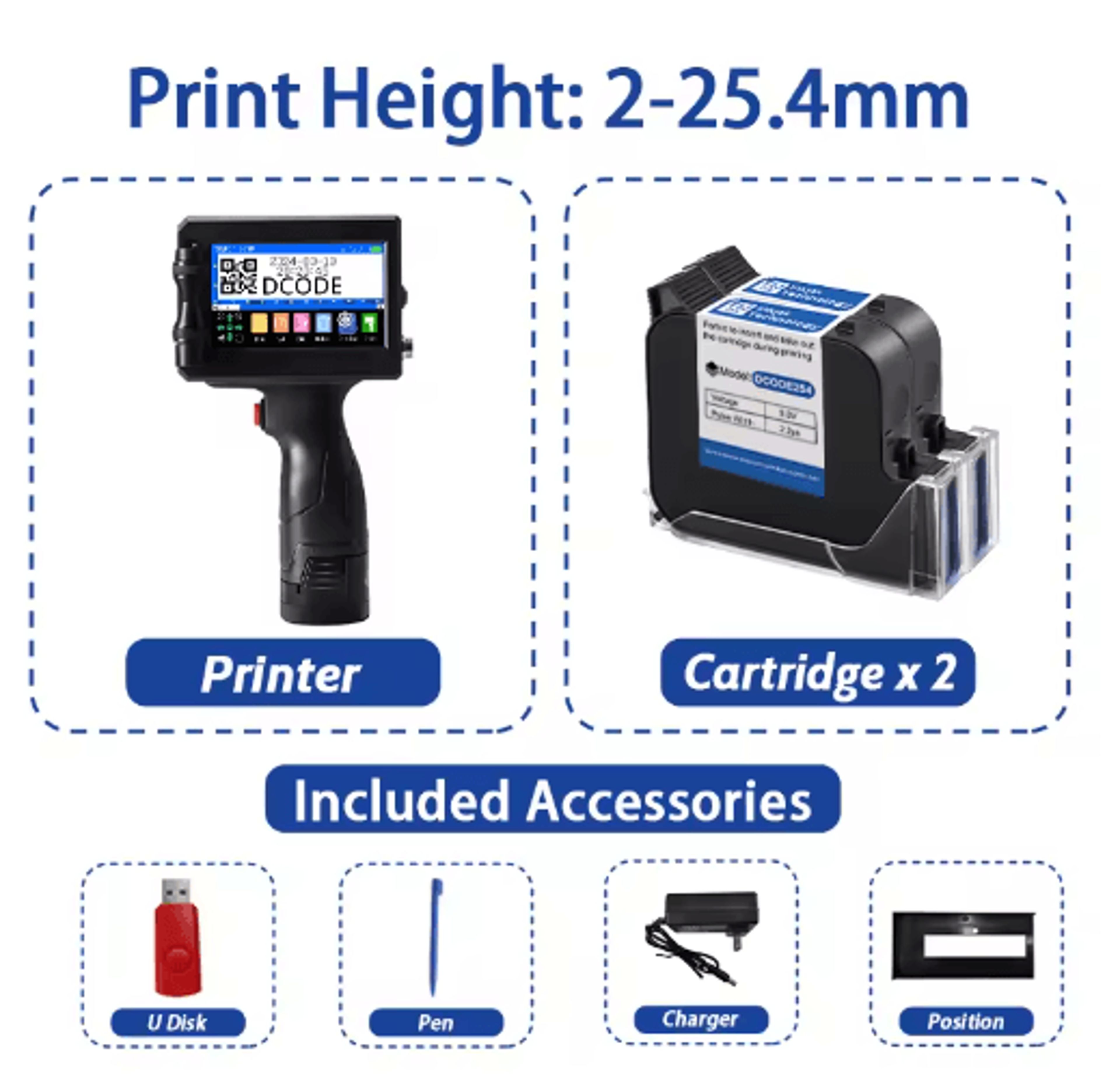 Portable Handheld TIJ Inkjet Printer  QR Code Barcode  Batch Coding Machine 1