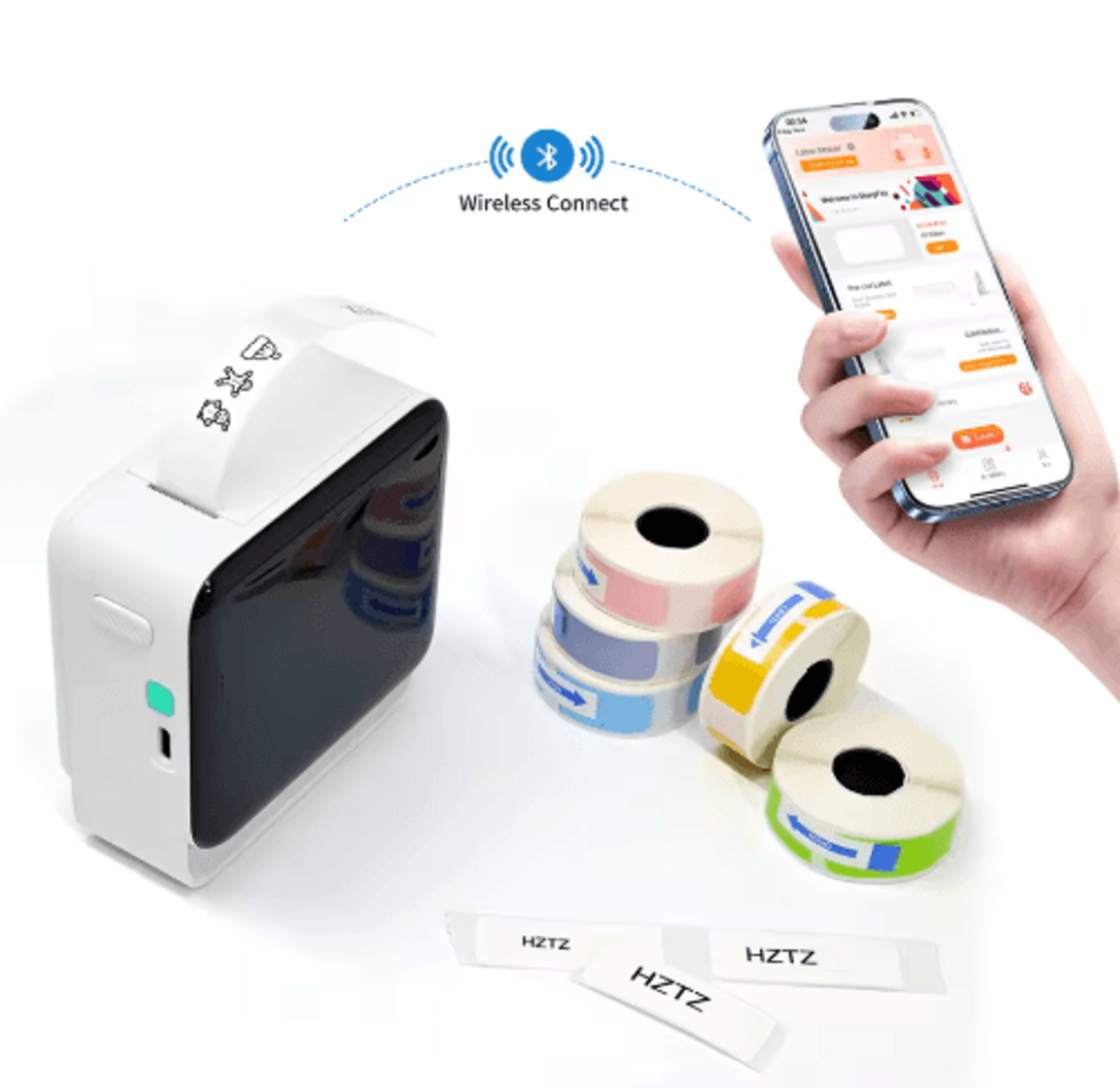 Portable Wireless Mini Label Maker With Paper Roll  Custom Sticker Printer For Home  Office 0