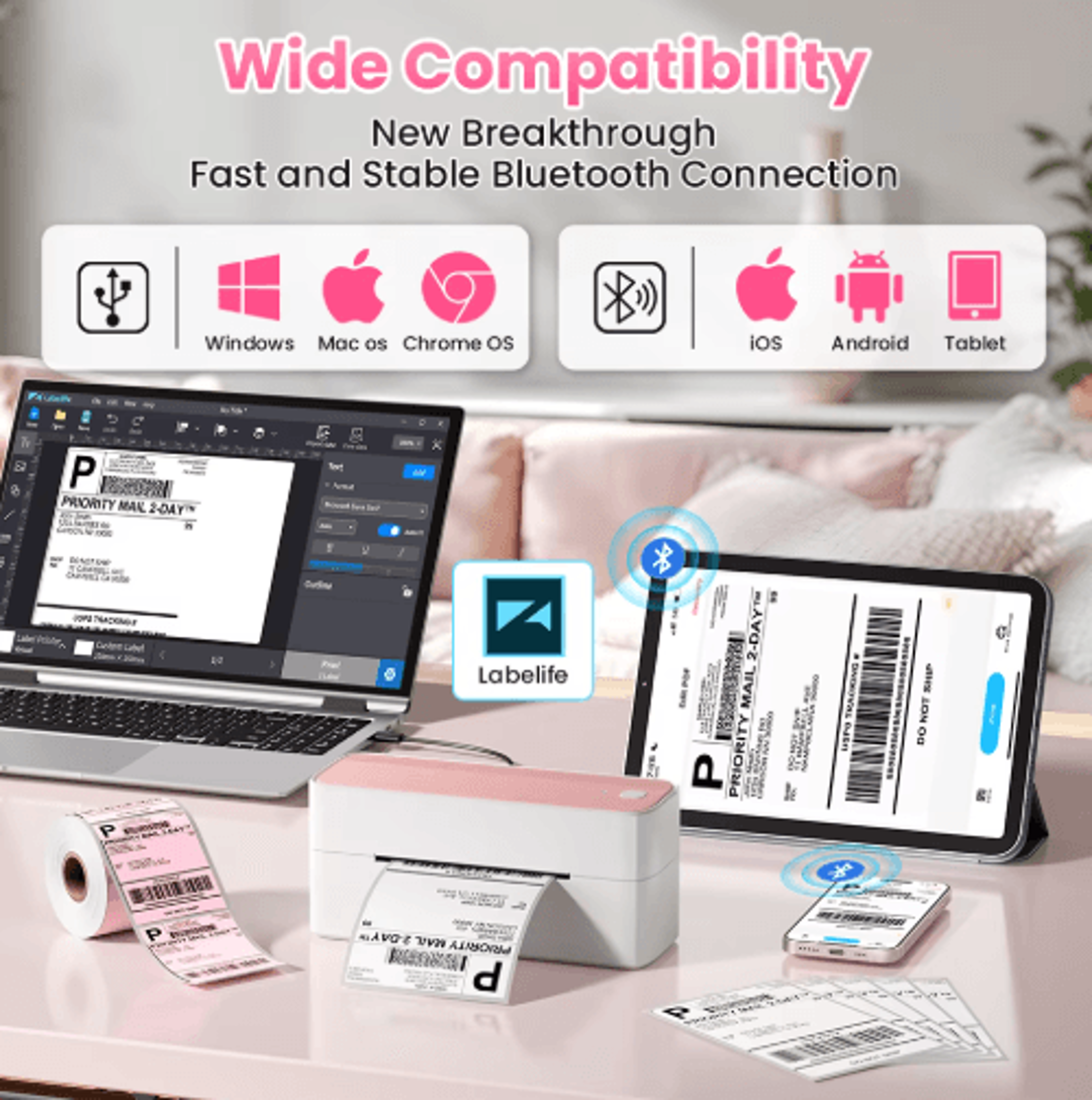 Bluetooth 4x6 Thermal Shipping Label Printer  Wireless Label Maker For Small Businesses 13