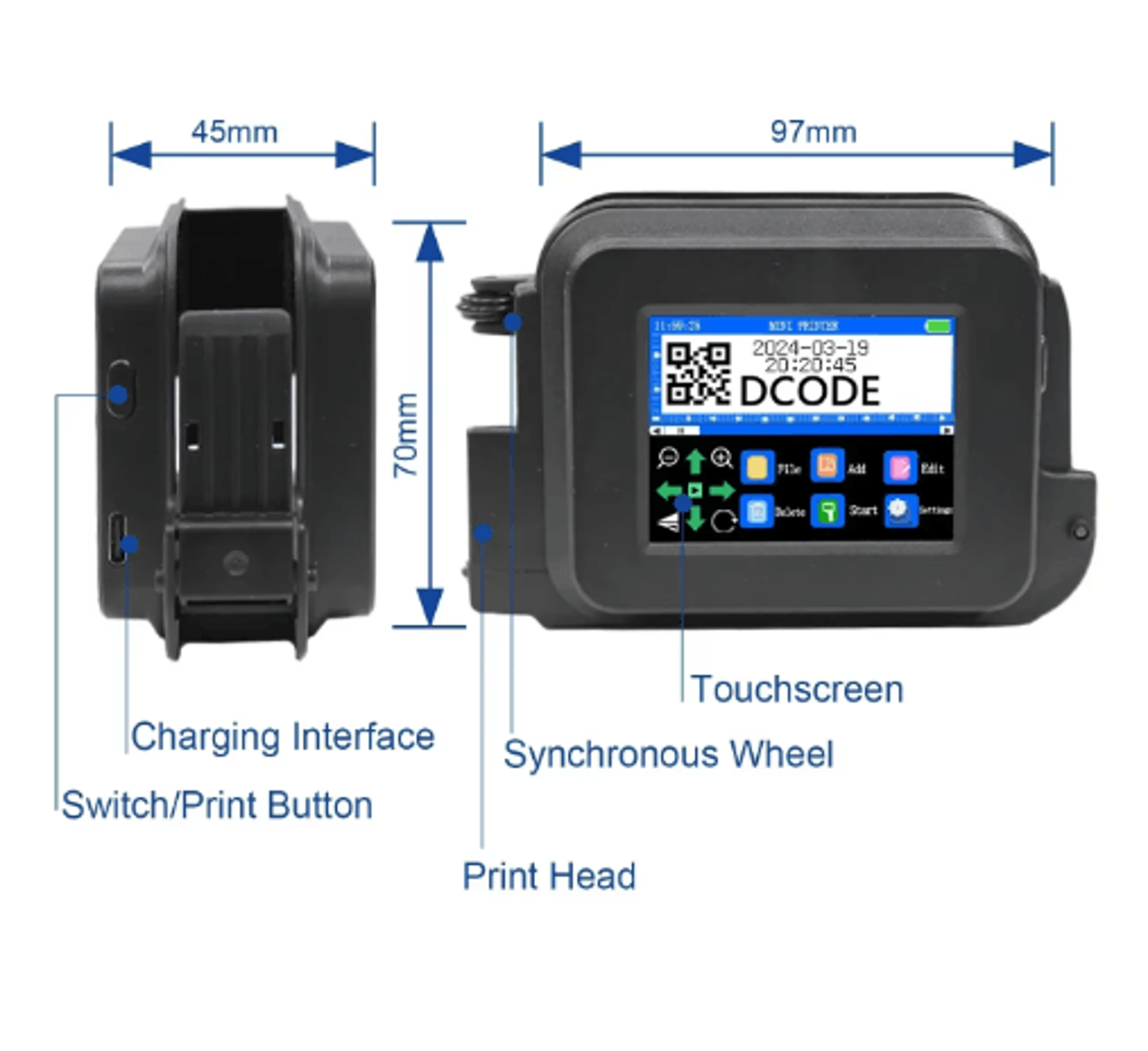 Portable Mini Handheld Inkjet Printer  QR Code Barcode  Batch Coding Machine 5