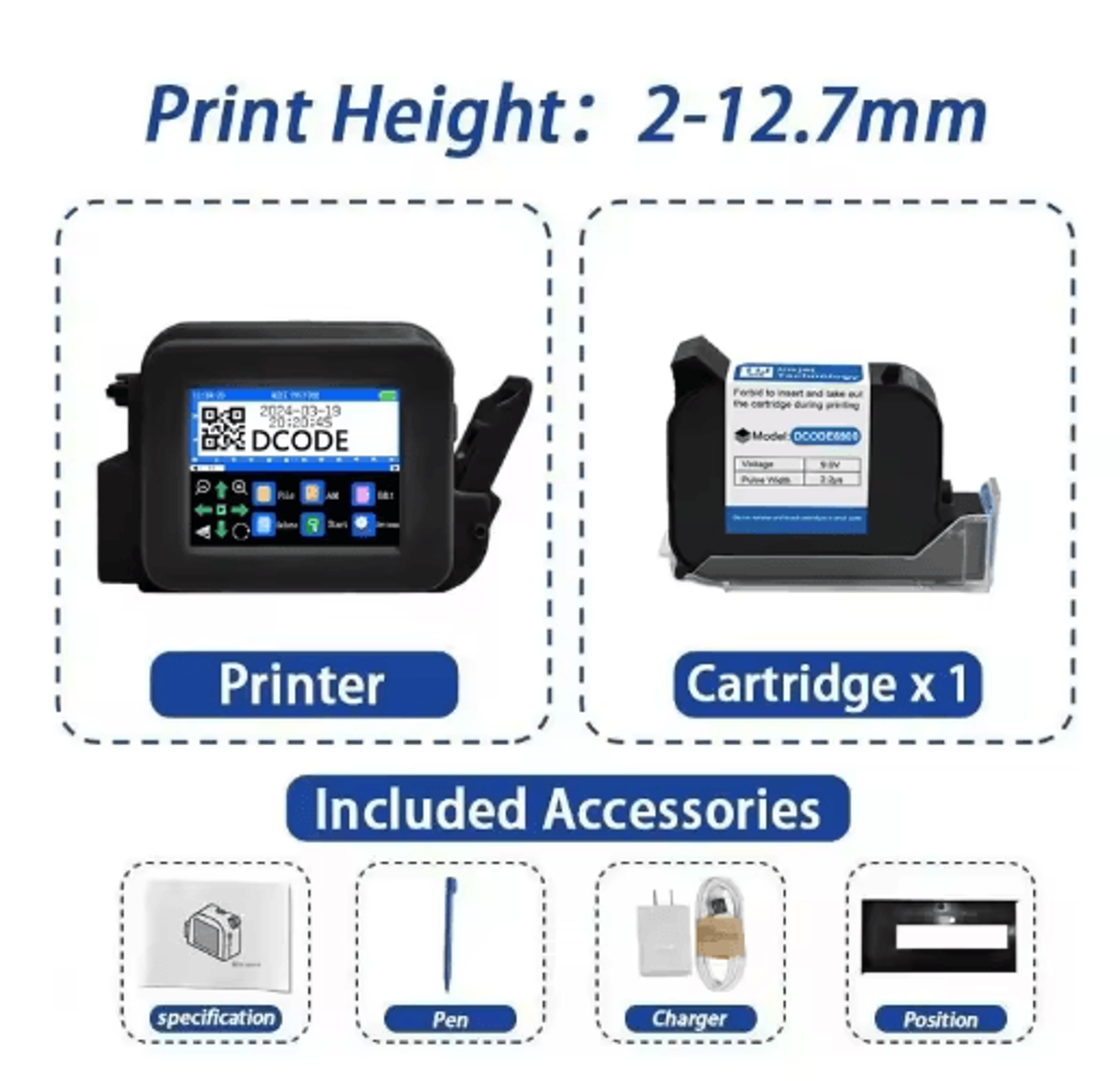 Portable Mini Handheld Inkjet Printer  QR Code Barcode  Batch Coding Machine 2