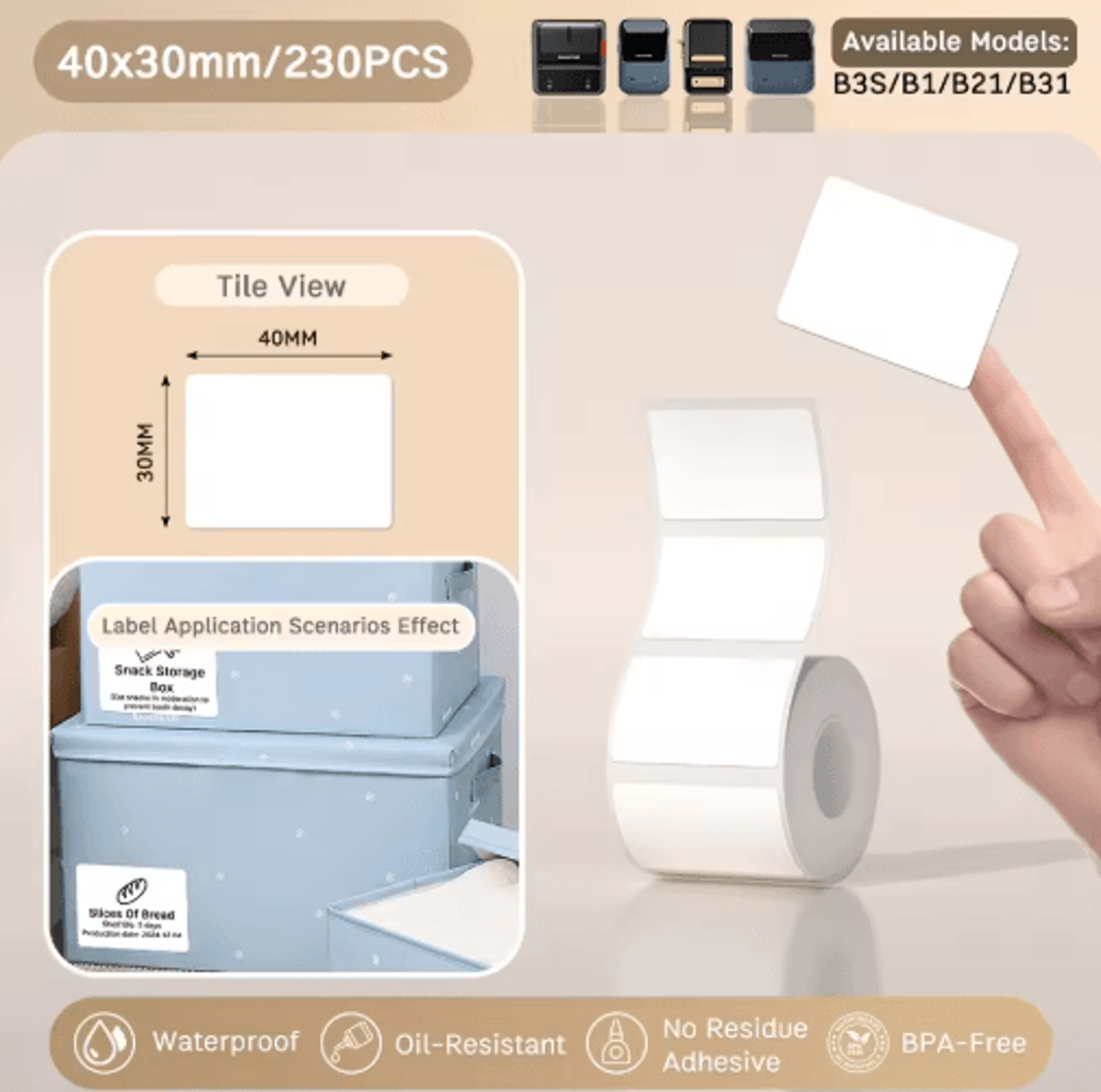 Waterproof SelfAdhesive Label Paper  OilResistant  TearResistant Printer Stickers 18