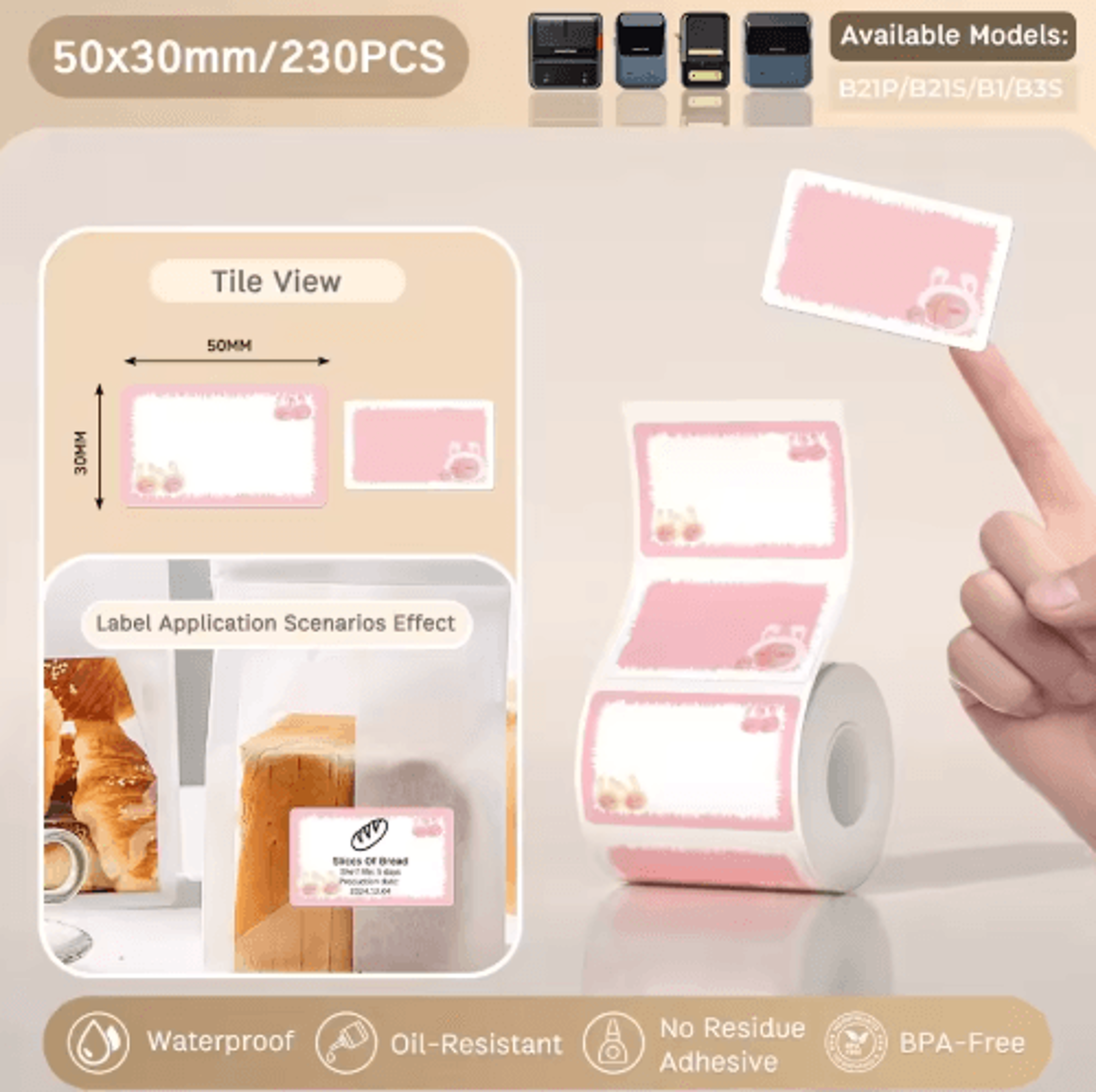 Waterproof SelfAdhesive Label Paper  OilResistant  TearResistant Printer Stickers 8