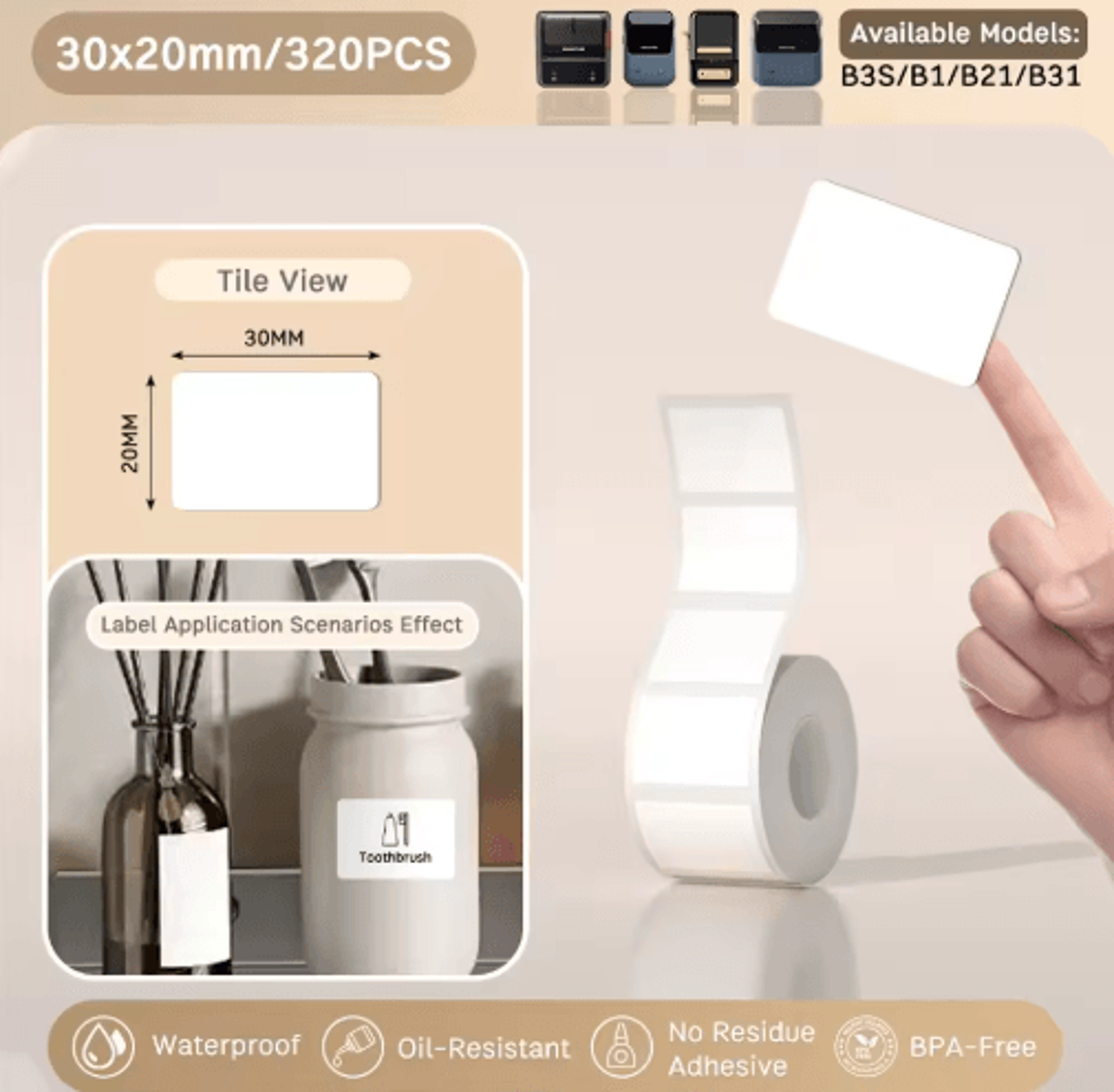 Waterproof SelfAdhesive Label Paper  OilResistant  TearResistant Printer Stickers 21