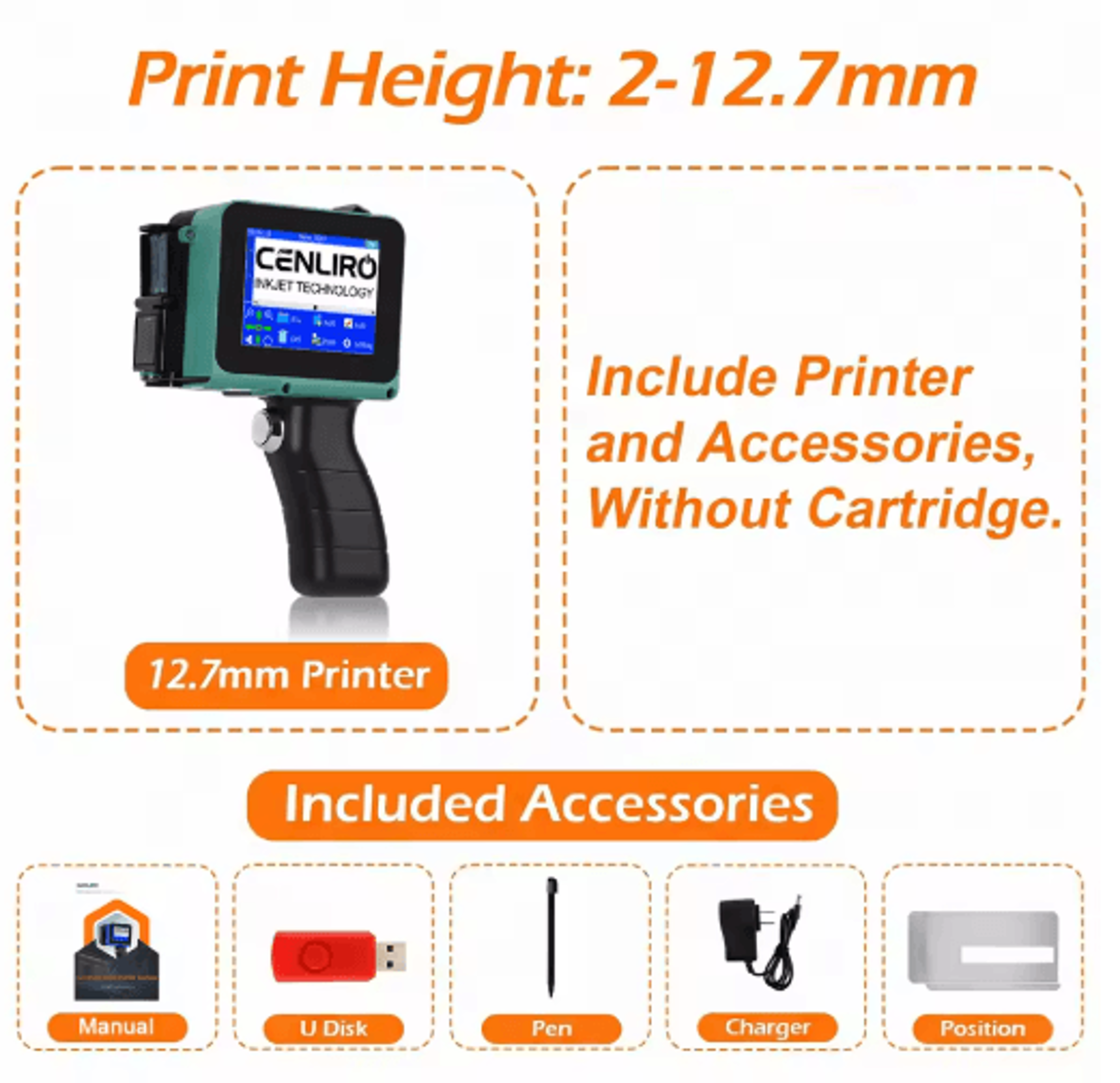 Detachable 127mm Handheld Inkjet Printer  Mini TIJ QR Code  Batch Coding Machine 4