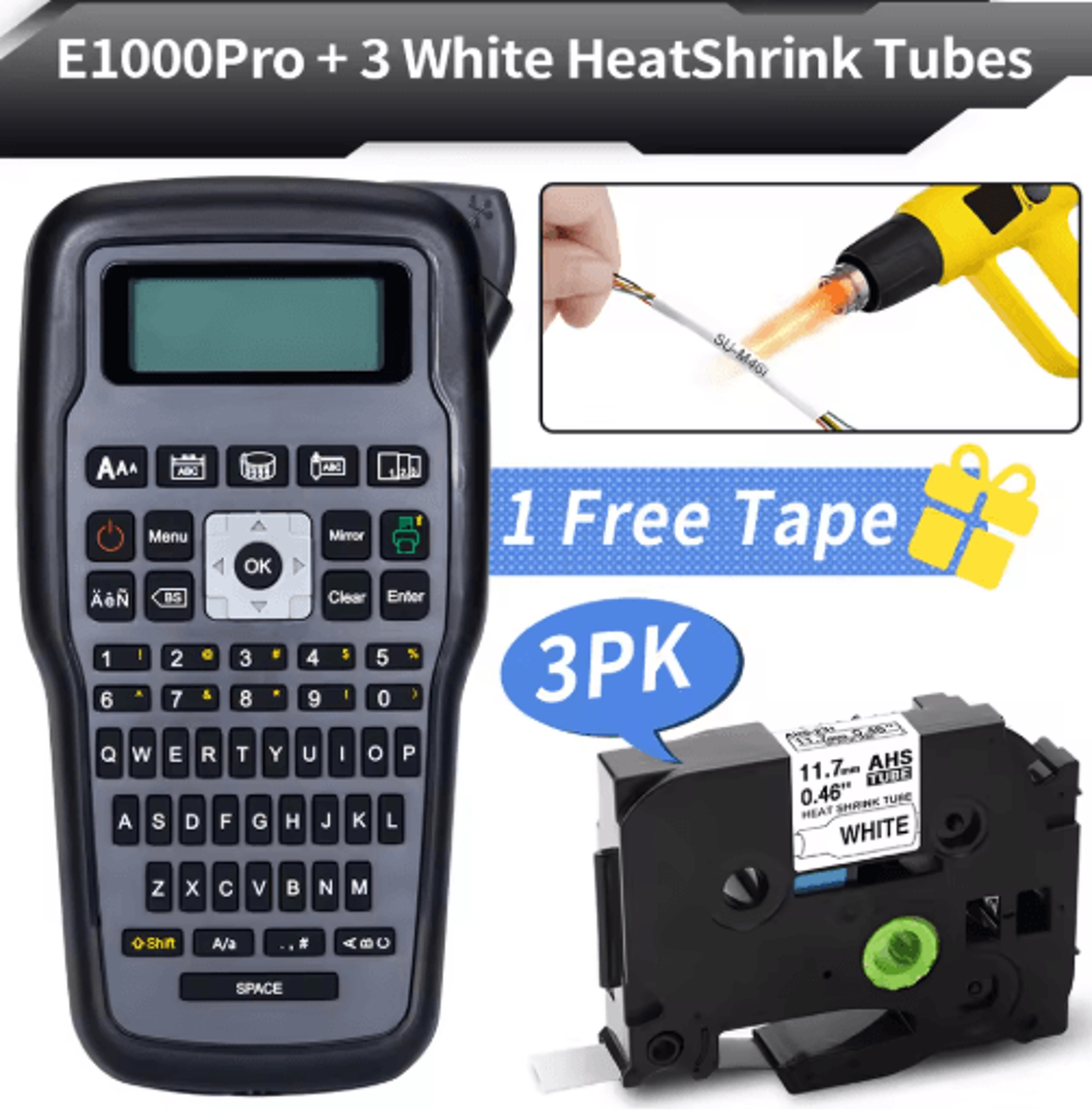 Portable Industrial Label Printer  QWERTY Label Maker For Brother TZ231 HSE231  FX231 14