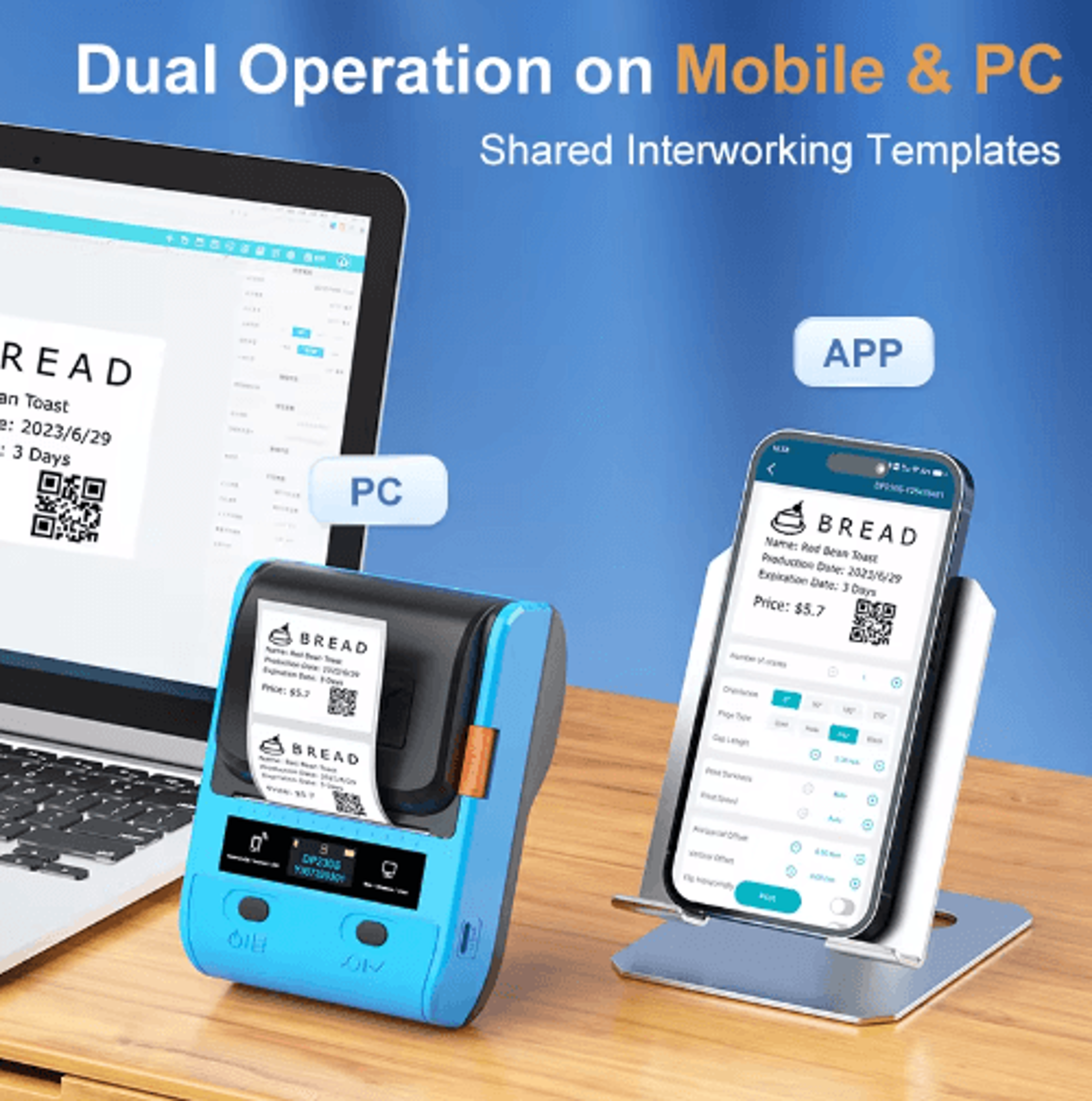 Multifunctional Bluetooth Thermal Label Printer  Wireless Barcode Maker For Android  IOS 11