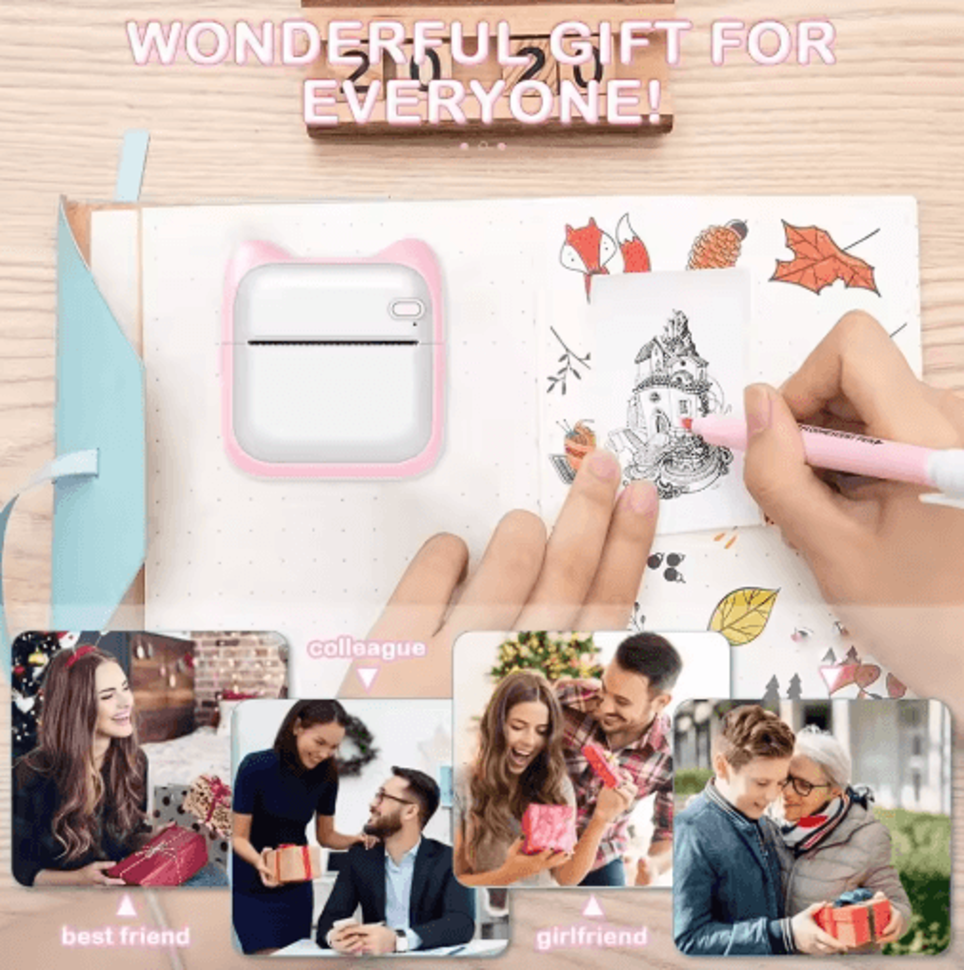 Portable Mini Thermal Label Printer  Inkless Pocket Sticker Maker For Android  IOS 7
