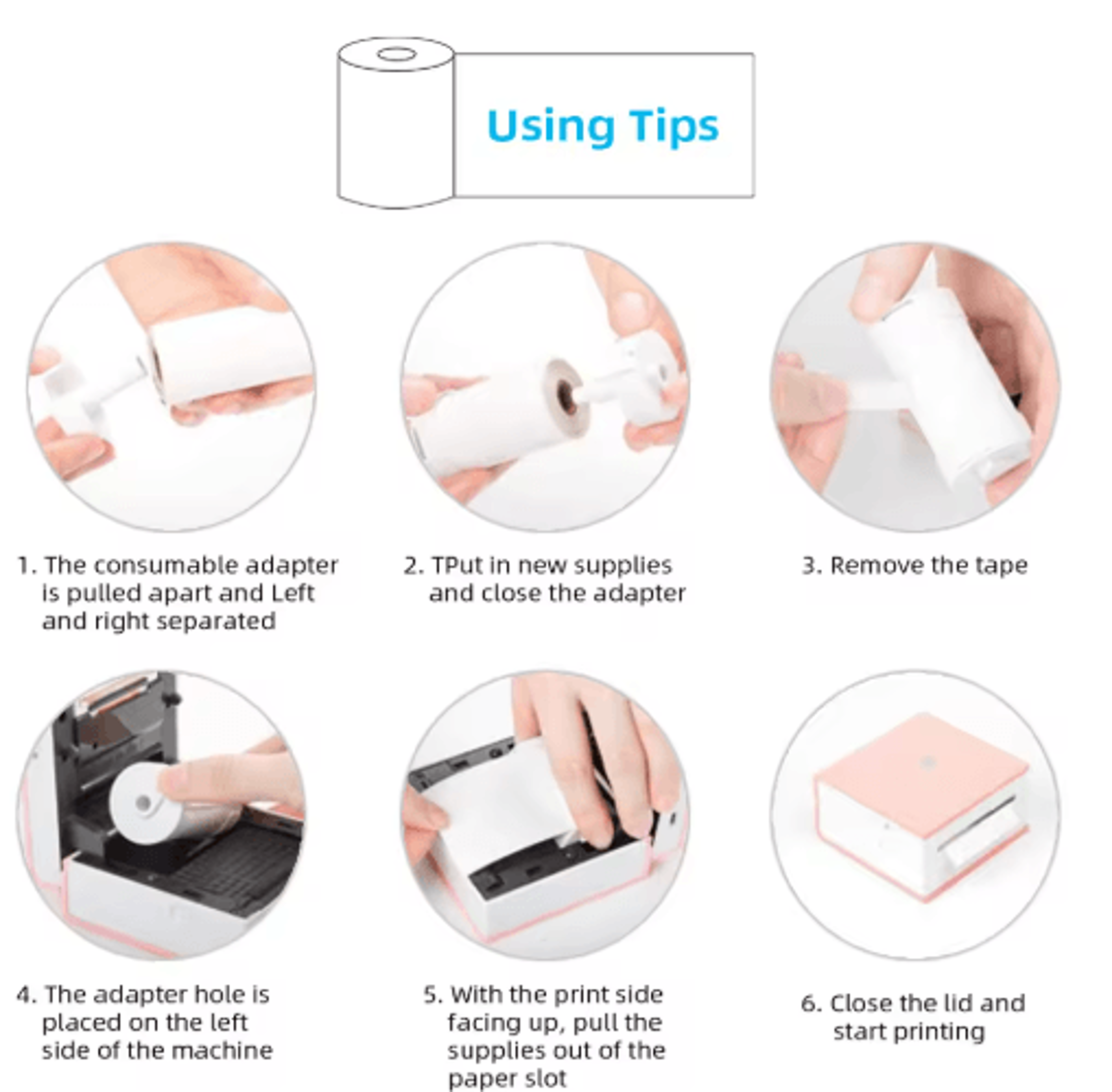 M02M02SM02 Pro Thermal Sticker Paper  3 Rolls Mini Printer Refill 10