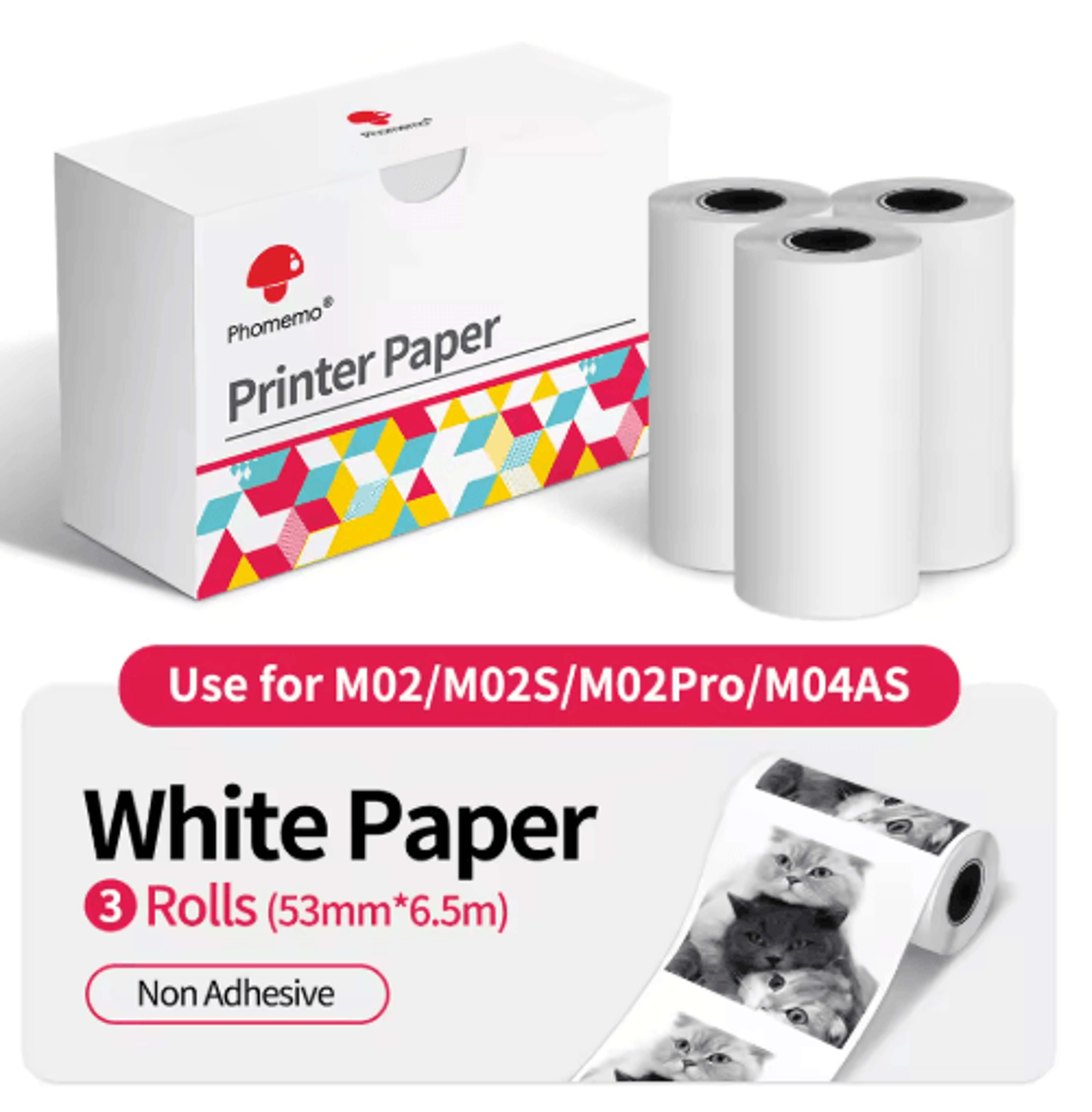 M02M02SM02 Pro Thermal Sticker Paper  3 Rolls Mini Printer Refill 8