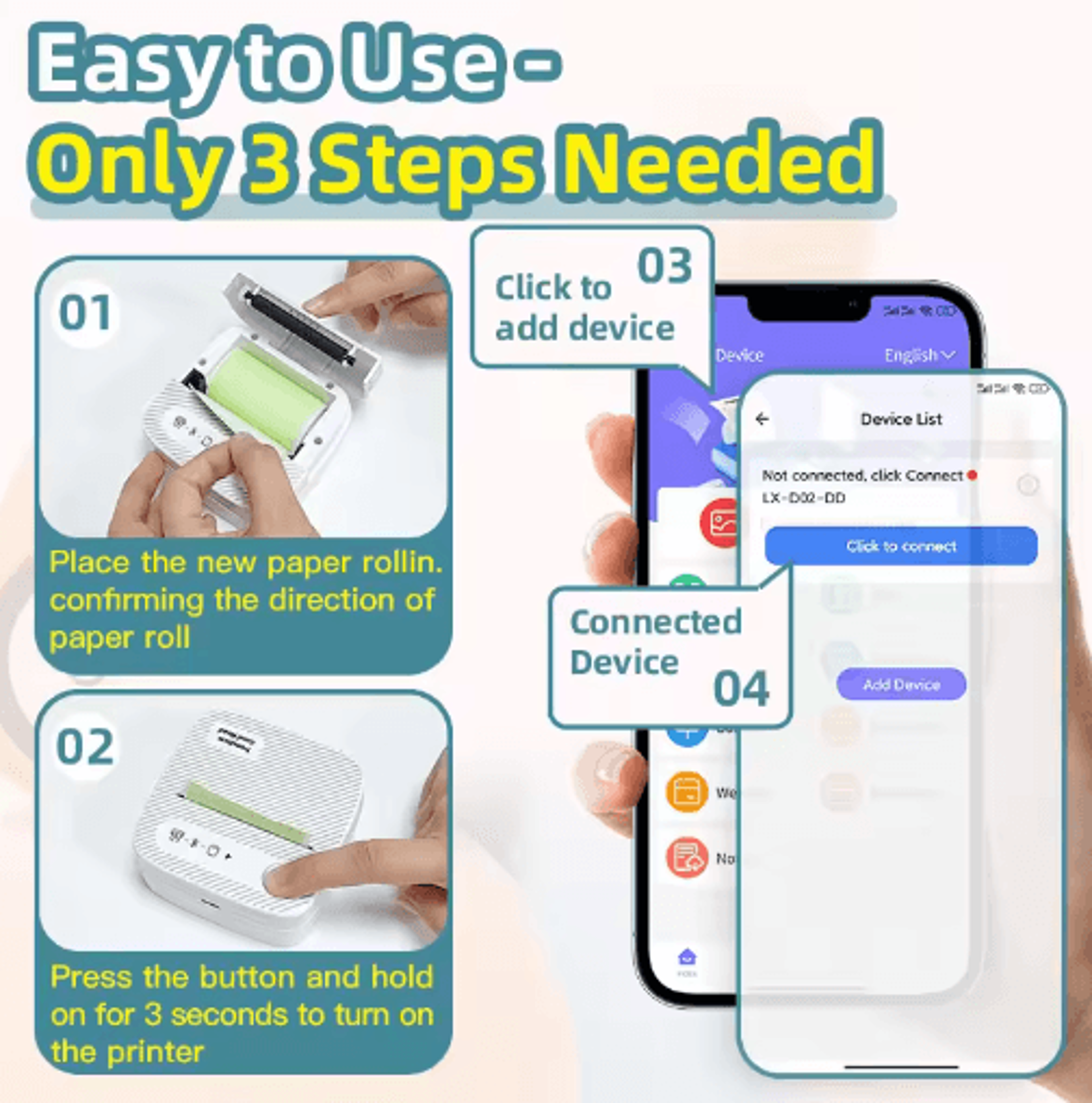 Portable Mini Bluetooth Label Printer  Wireless Inkless Sticker  Price Tag Maker 7