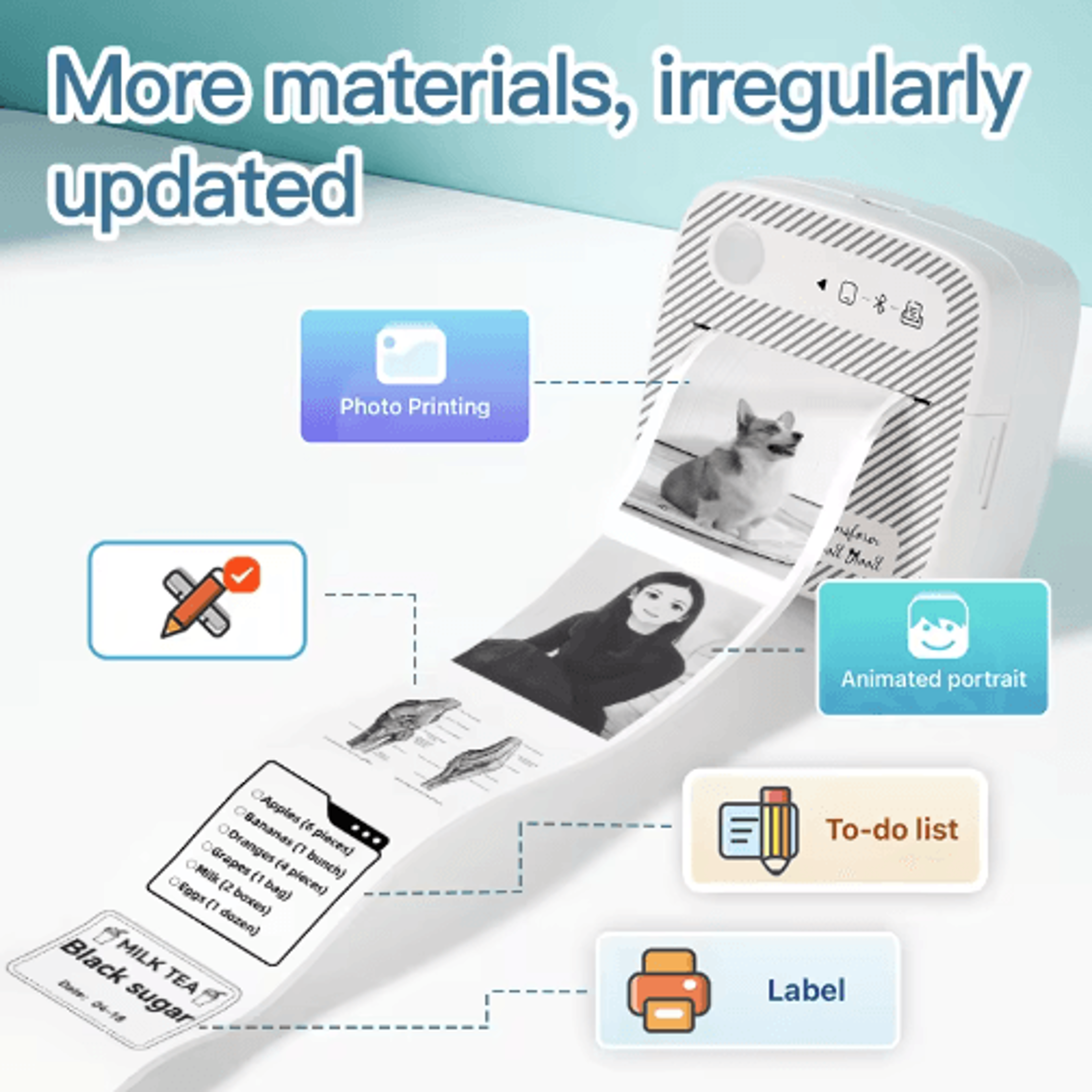 Portable Mini Bluetooth Label Printer  Wireless Inkless Sticker  Price Tag Maker 8
