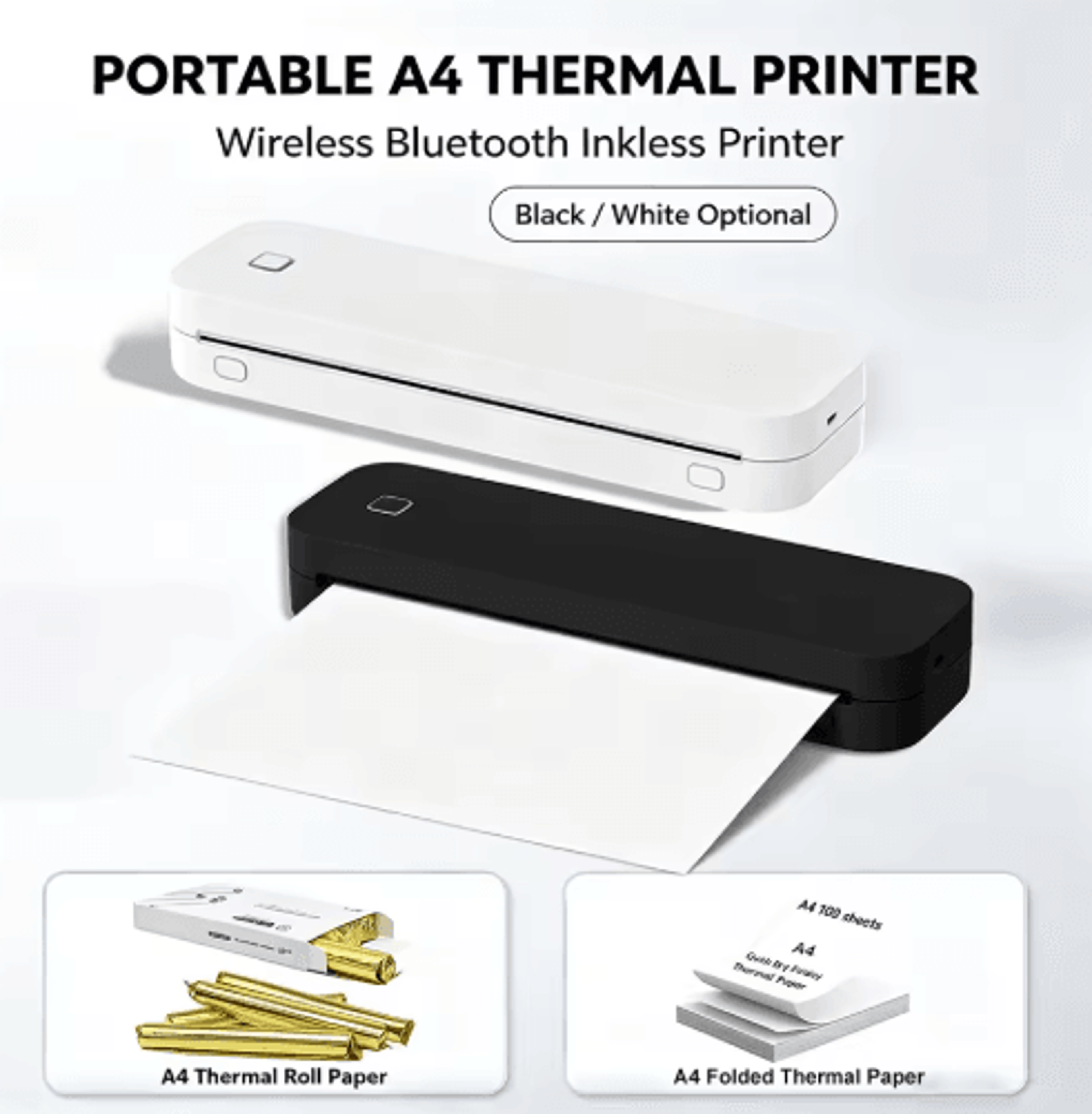 Portable A4 Bluetooth Thermal Printer  Wireless Inkless Document  Tattoo Stencil Printer 0