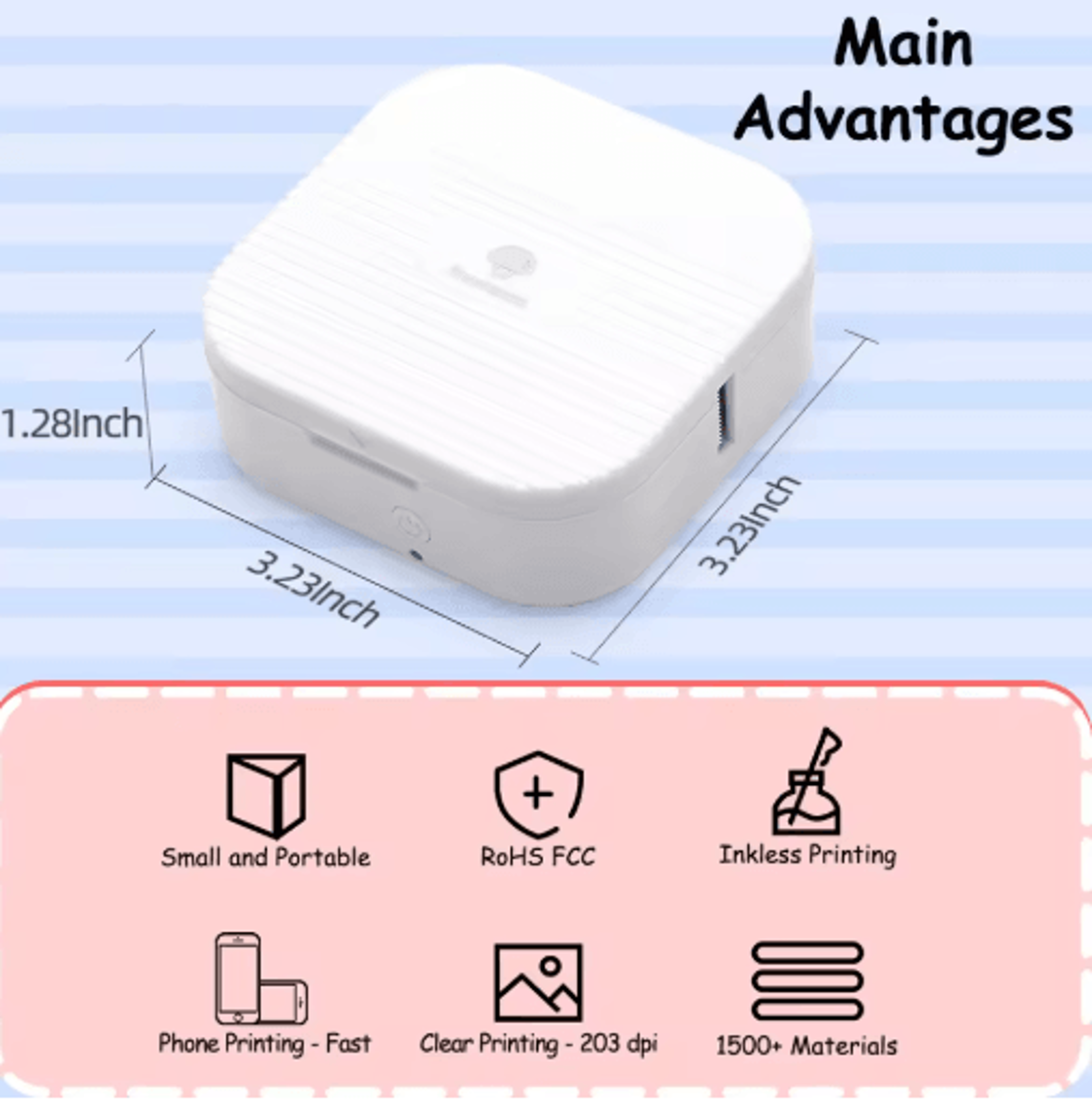 Mini Bluetooth Thermal Label Printer  Portable 615mm Sticker Label Maker 28